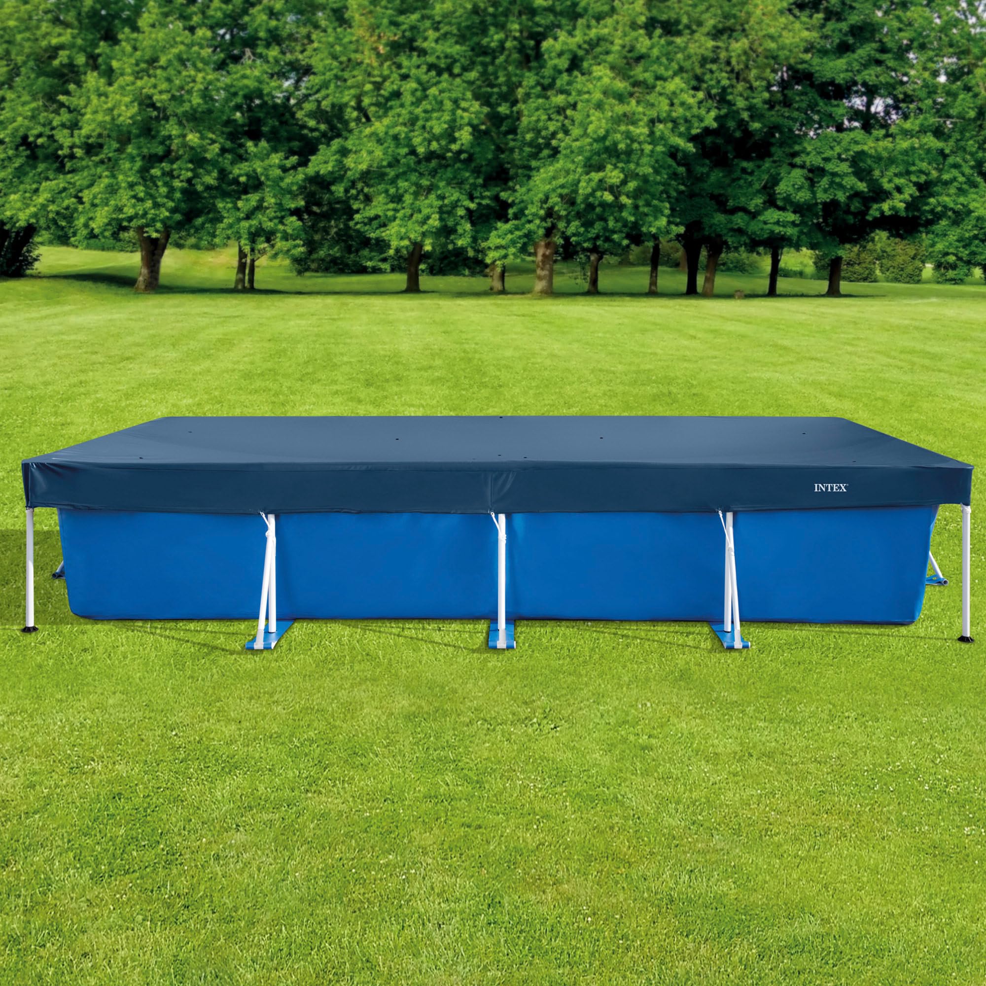 INTEX Poolabdeckung rechteckig (450x220x20 cm) für Frame Pools, Winterabdeckplane Sommerabdeckplane (28039) | Winterabdeckplane, Sommerabdeckplane, Modell 28039