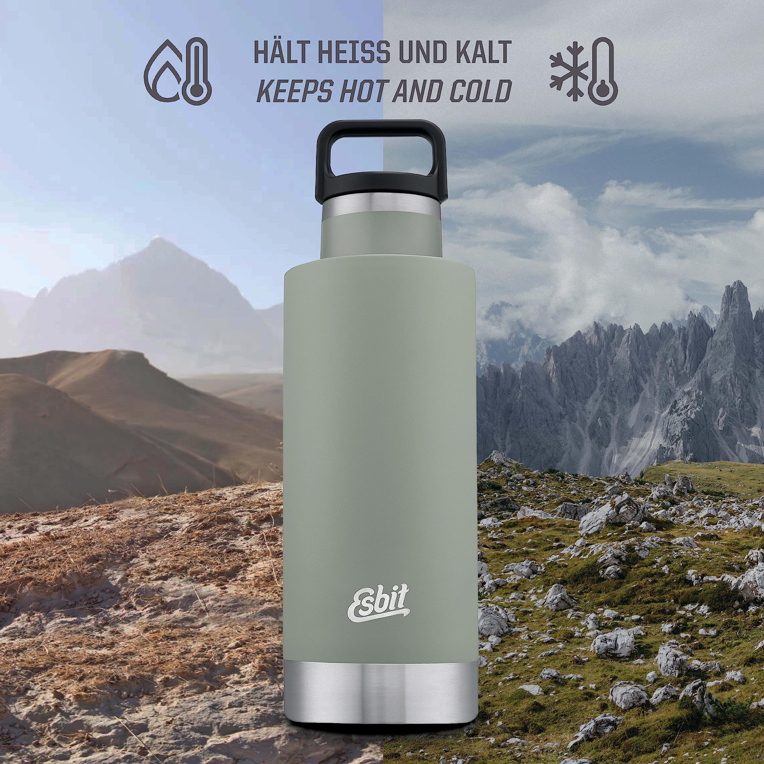 Esbit Sculptor - Termo de acero inoxidable (750 ml, para bebidas calientes y frías), color gris