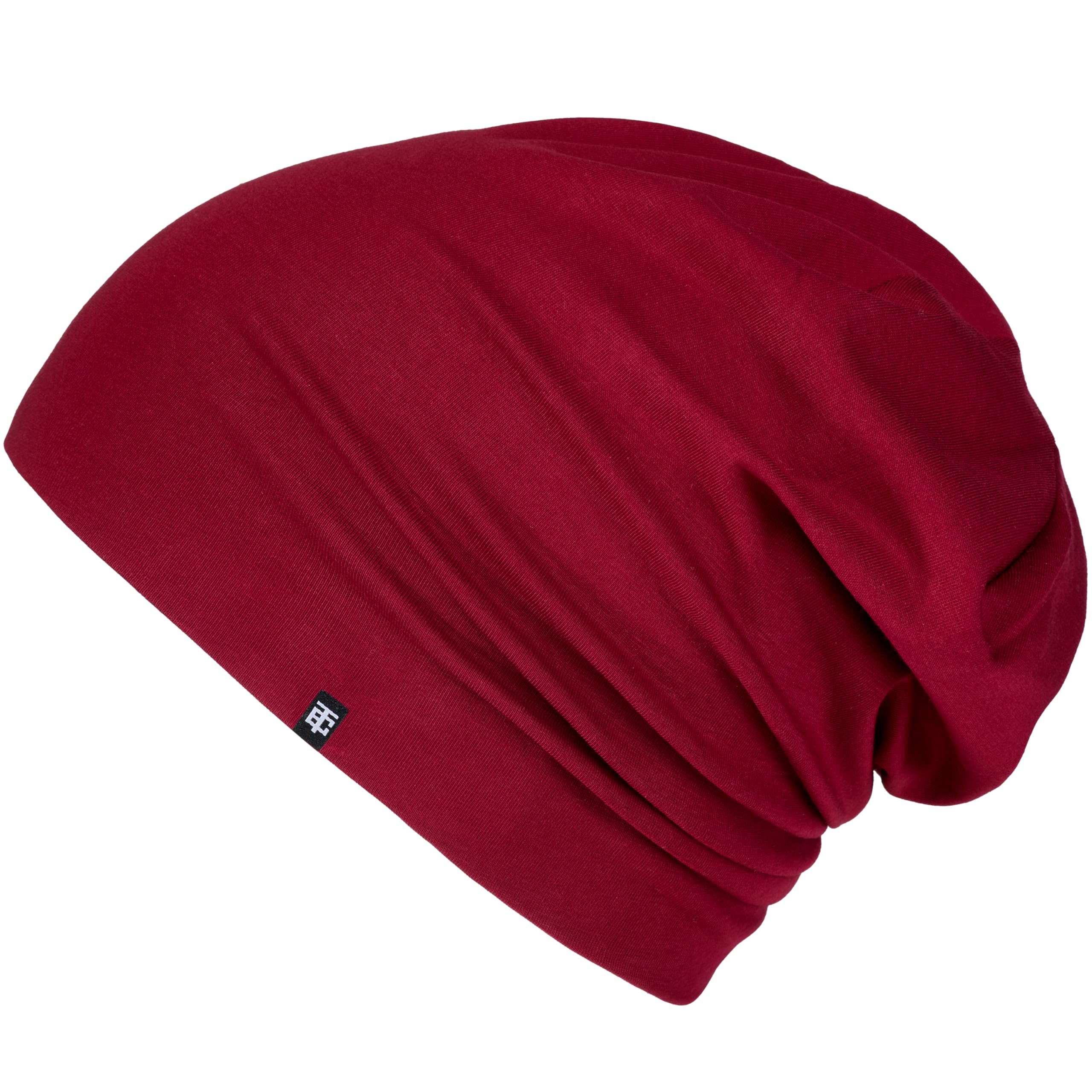 Enter the Complex® Leichte Beanie Mütze, Herren und Damen, Übergangsmütze, Sommer Beanie, Dünne Kopfbedeckung, Baumwolle (Jersey), S/M, Weinrot
