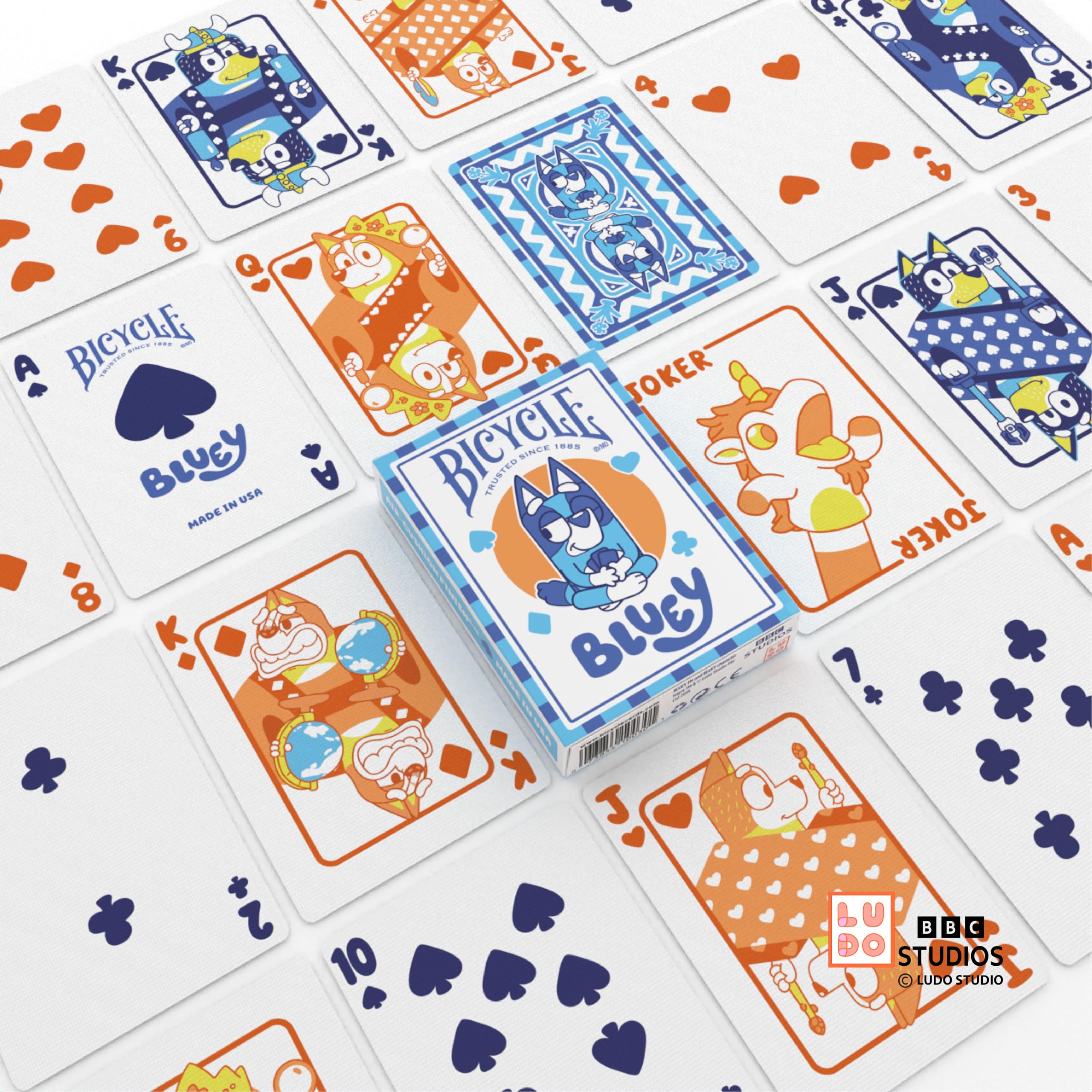 Bicycle Bluey Playing Cards Deck, Cute and Collectible Bluey Toys Deck of Card Game for Family Game Night Featuring Bingo, Chilli, and Bandit