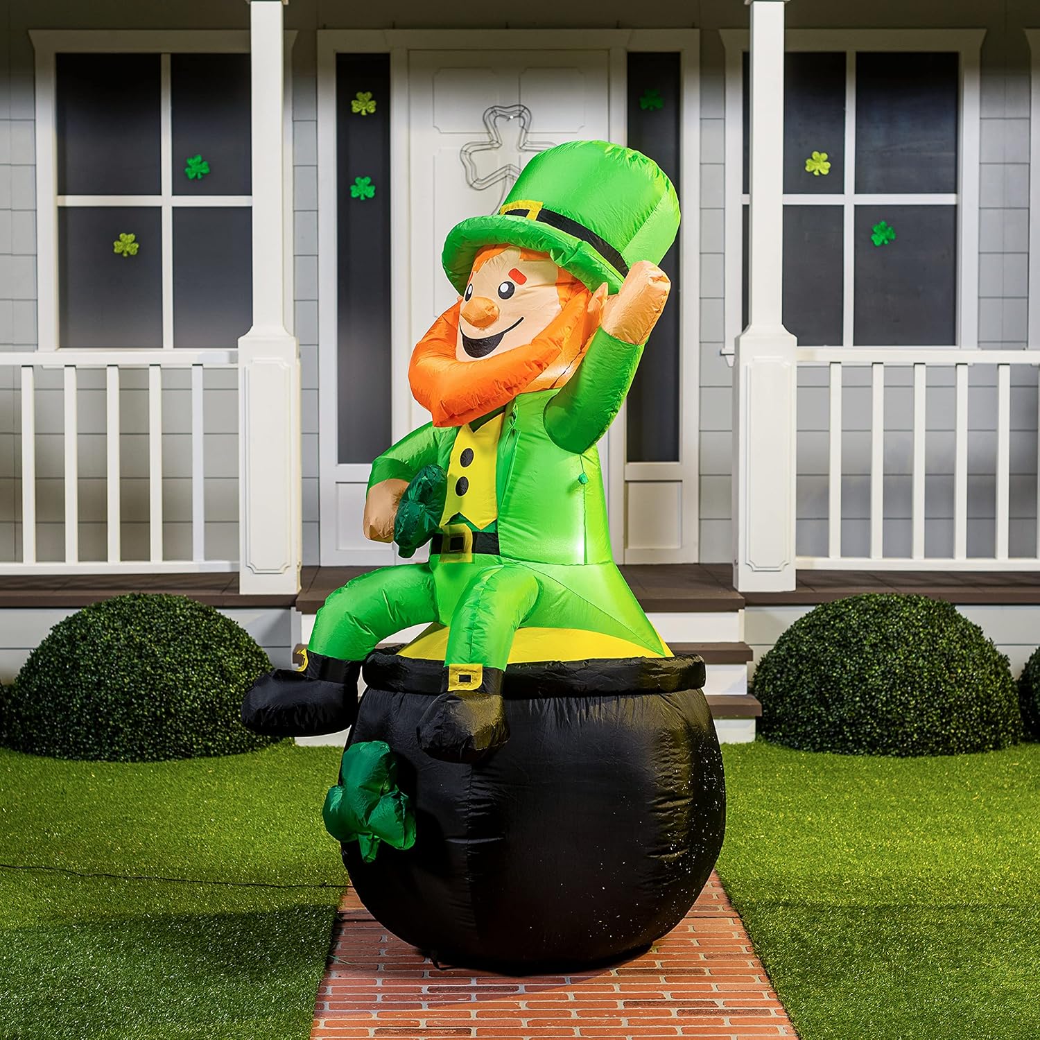 Joiedomi 6FT St Patrick Sitting Leprechaun Inflatable for Yard Garden Decorations, Indoor and Outdoor Theme Party Decor, Yard, Garden, Lawn Decor with LED Light Build-in - Image 2