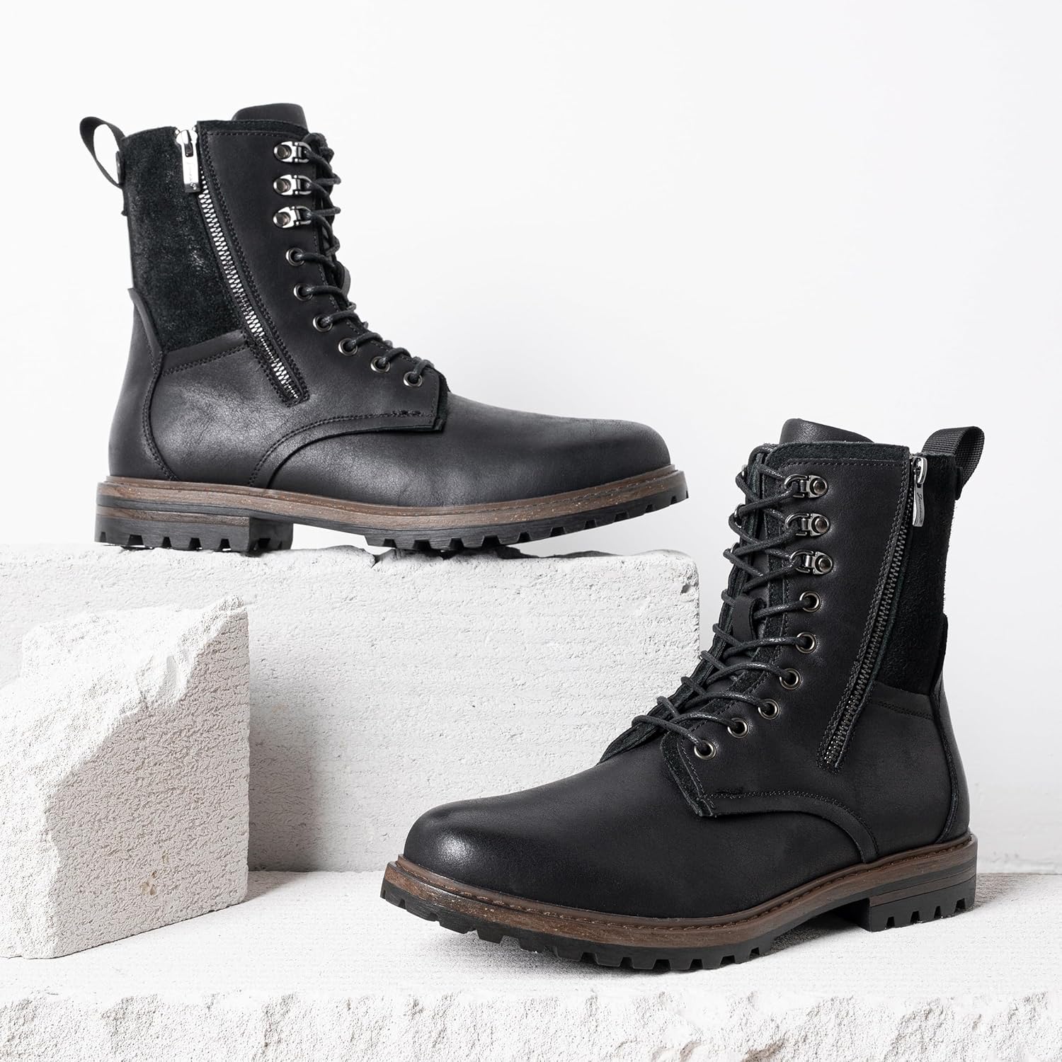 Jousen Boots for Men Casual Dress Retro Lace Up Motorcycle Boots - Image 6