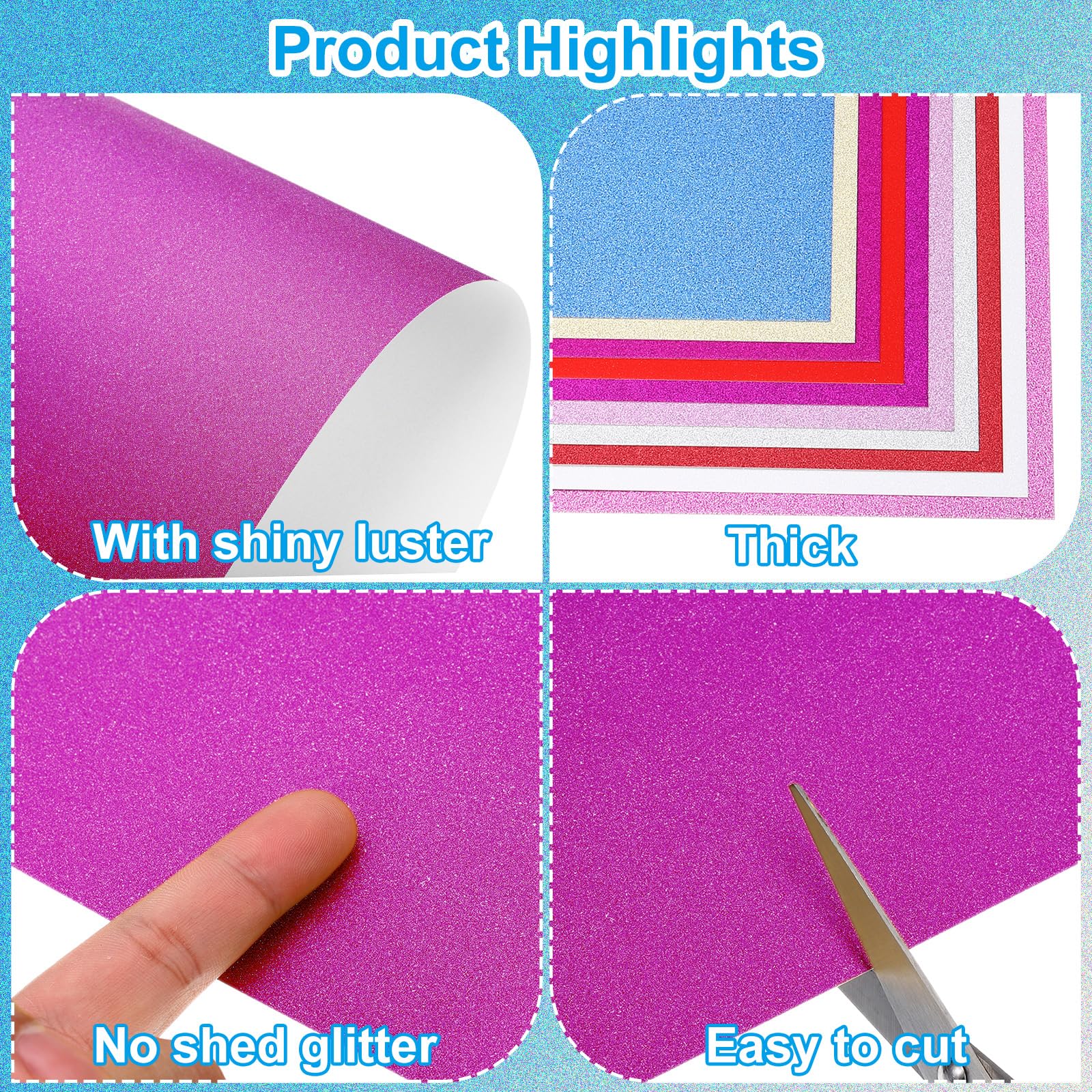 PATIKIL 40Sheets Purple Glitter Cardstock Paper - Image 3