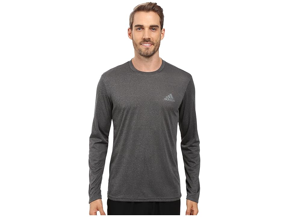 

adidas Essential Tech Long Sleeve Tee (Dark Grey Heather/Vista Grey) Men's Long Sleeve Pullover