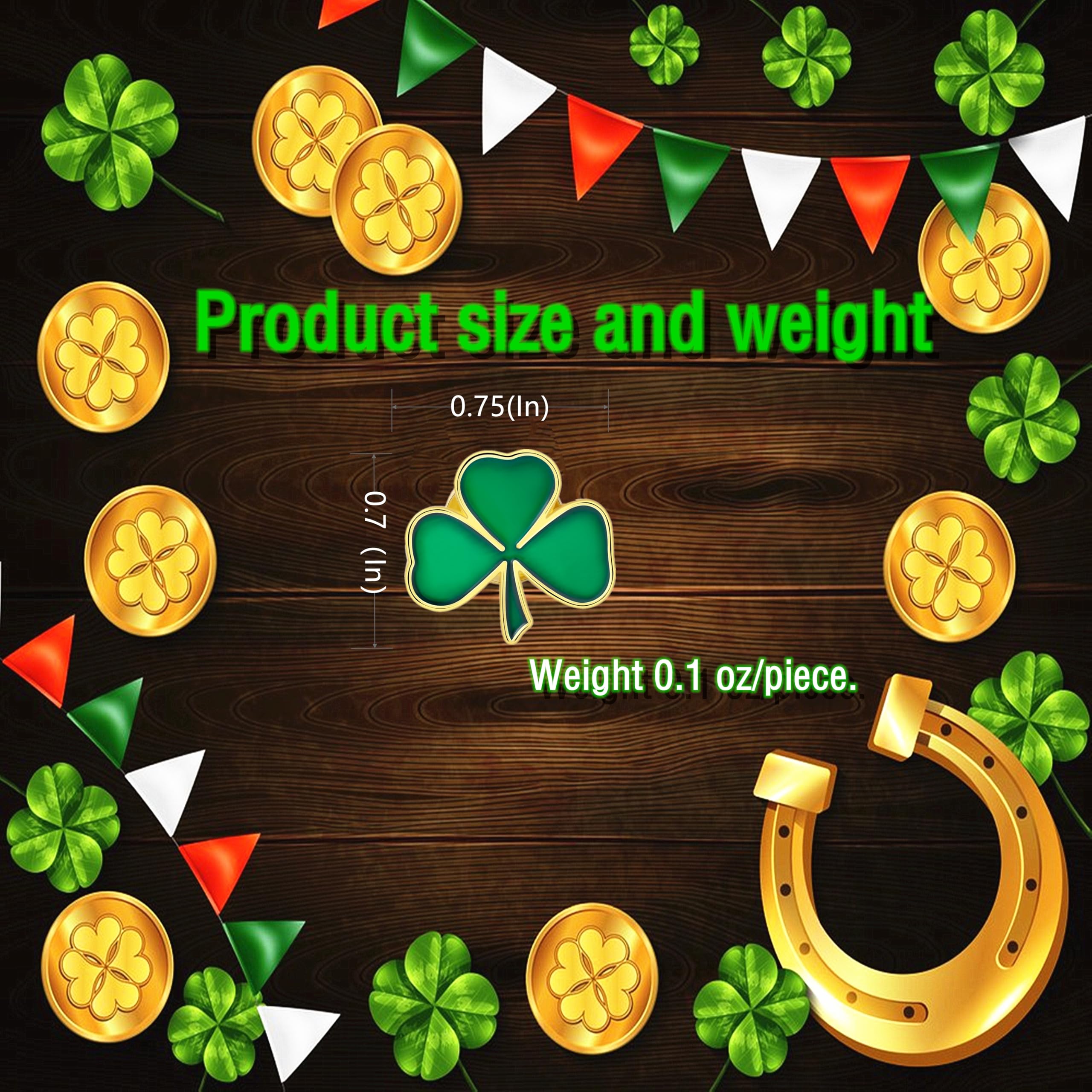 DISCAO 25/50/100/200/300 piezas pequeñas de metal esmaltado verde trébol pin tres hojas trébol broche broche broche para mujeres hombres ropa mochila sombrero irlandés festivales tradicionales
