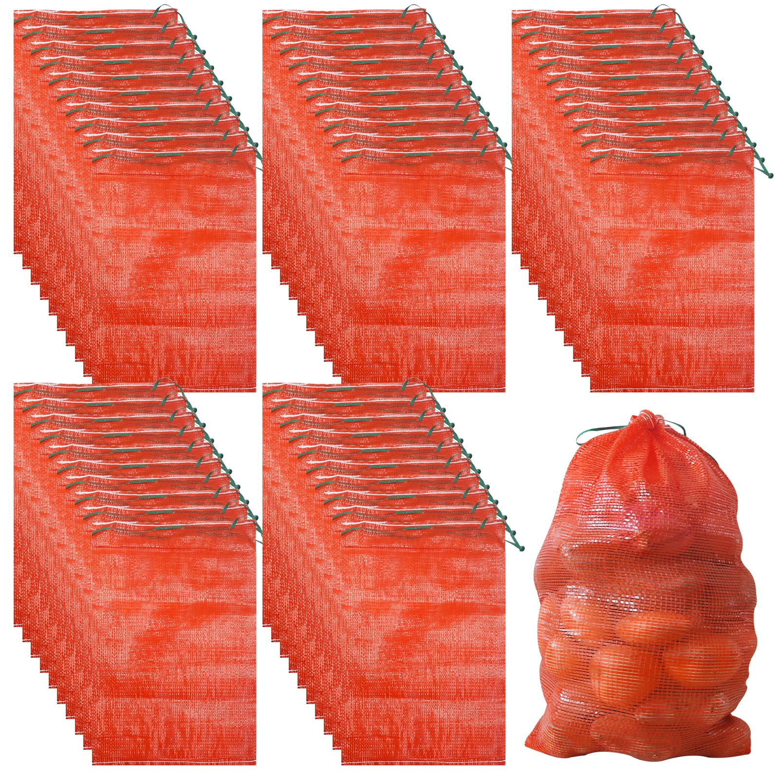 50 Pack 36lb Mesh Onion Bags Reusable Produce Storage Fruit Vegetable Storage Bags with Drawstring for Onions Potatoes Citrus Crawfish 15.6 x 26