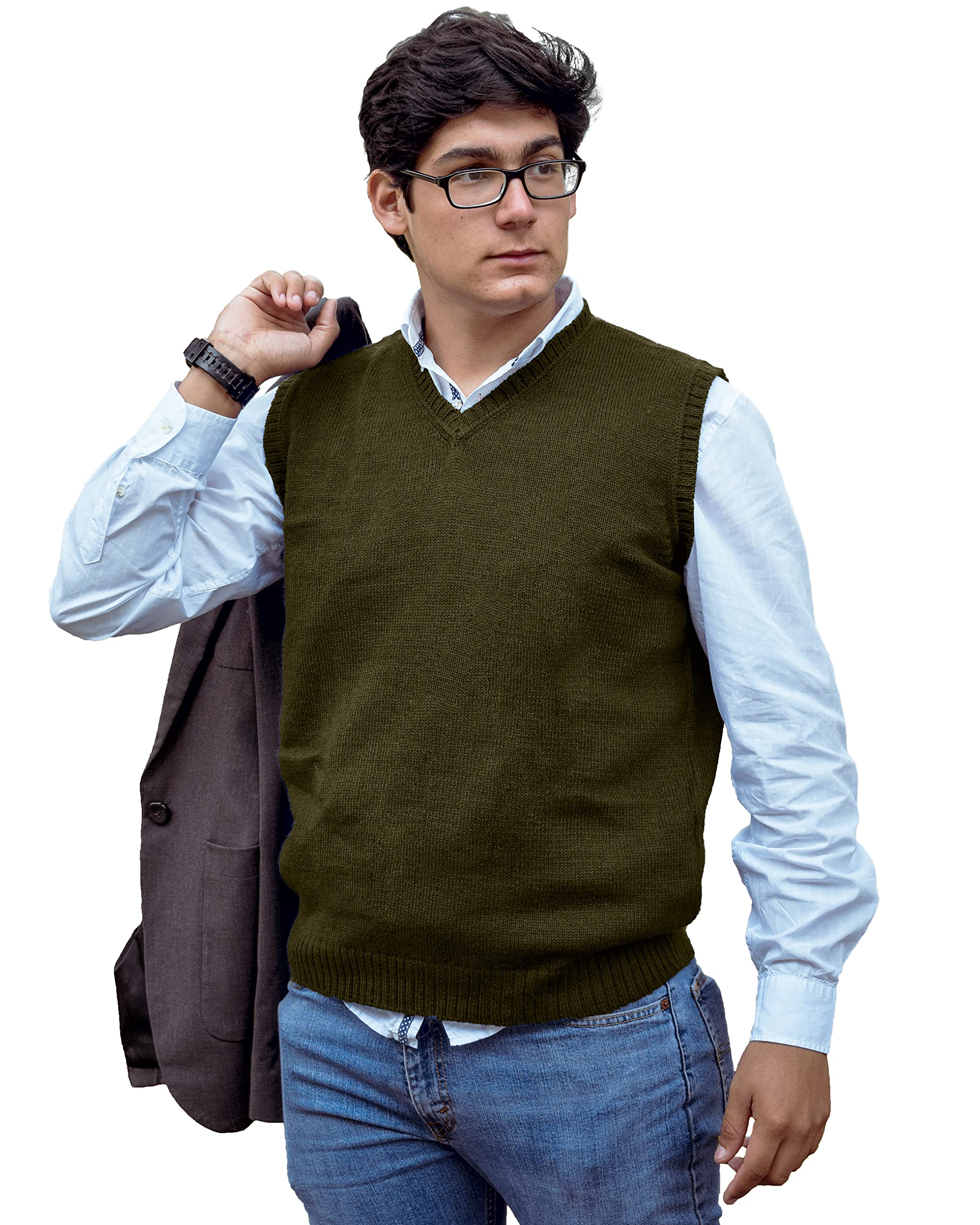 PERU - Peruvian Alpaca Wool - Vest for Men Basic V Neck Sweater Pullover