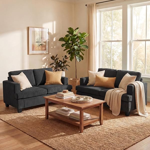 YOUDENOVA Comfy Loveseat Sofa with Deep Seats, Modern Sleeper Couch for Living Room