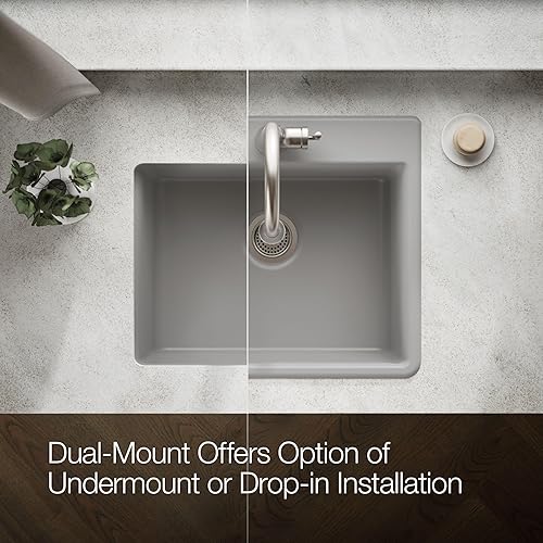 Miniatura 5 de Kohler 28003-1-CM4 Kennon - Fregadero compuesto de lavabo doble, color gris mate