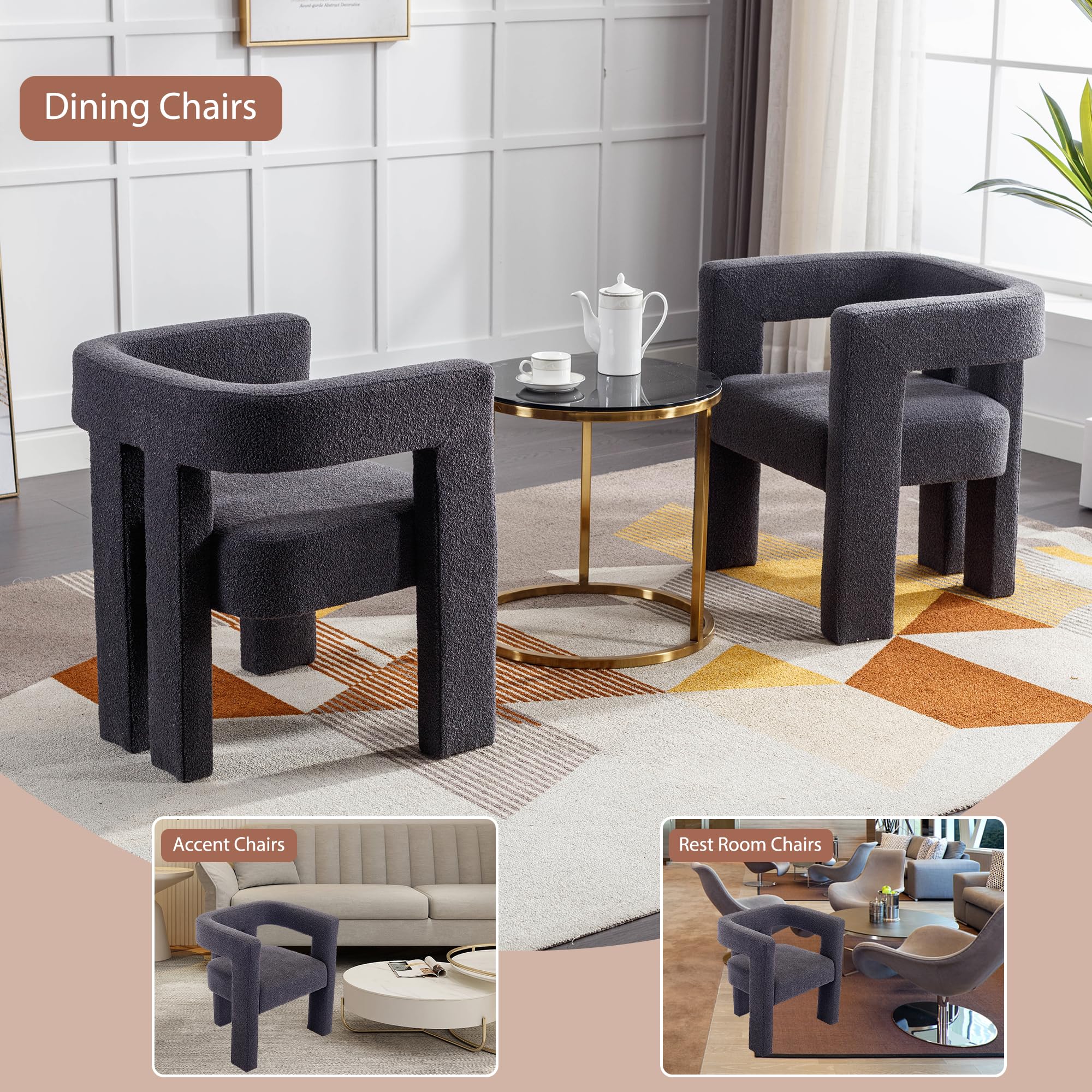 Barrel Chair Boucle Chair Dining SZLIZCCC Modern Dining Chair Set