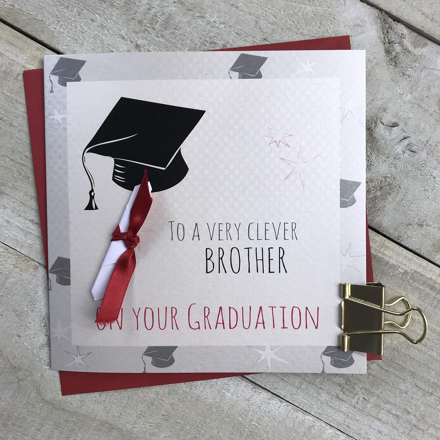 White Cotton Cards To A VERY CLEVER BROTHER ON YOUR GRADUATION, Handmade Graduation Card - Code G15-B