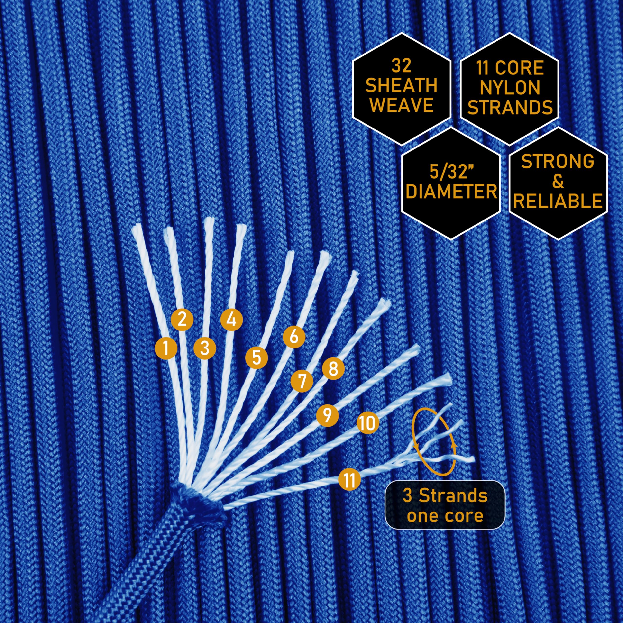 HERCULES Paracorde 340 kg – Corde de parachute tactique à 11 brins de 4 mm, corde utilitaire de 15,2 m, 30,5 m, 300 m pour camping, survie, équipement d'extérieur (brun désert, 300 m)