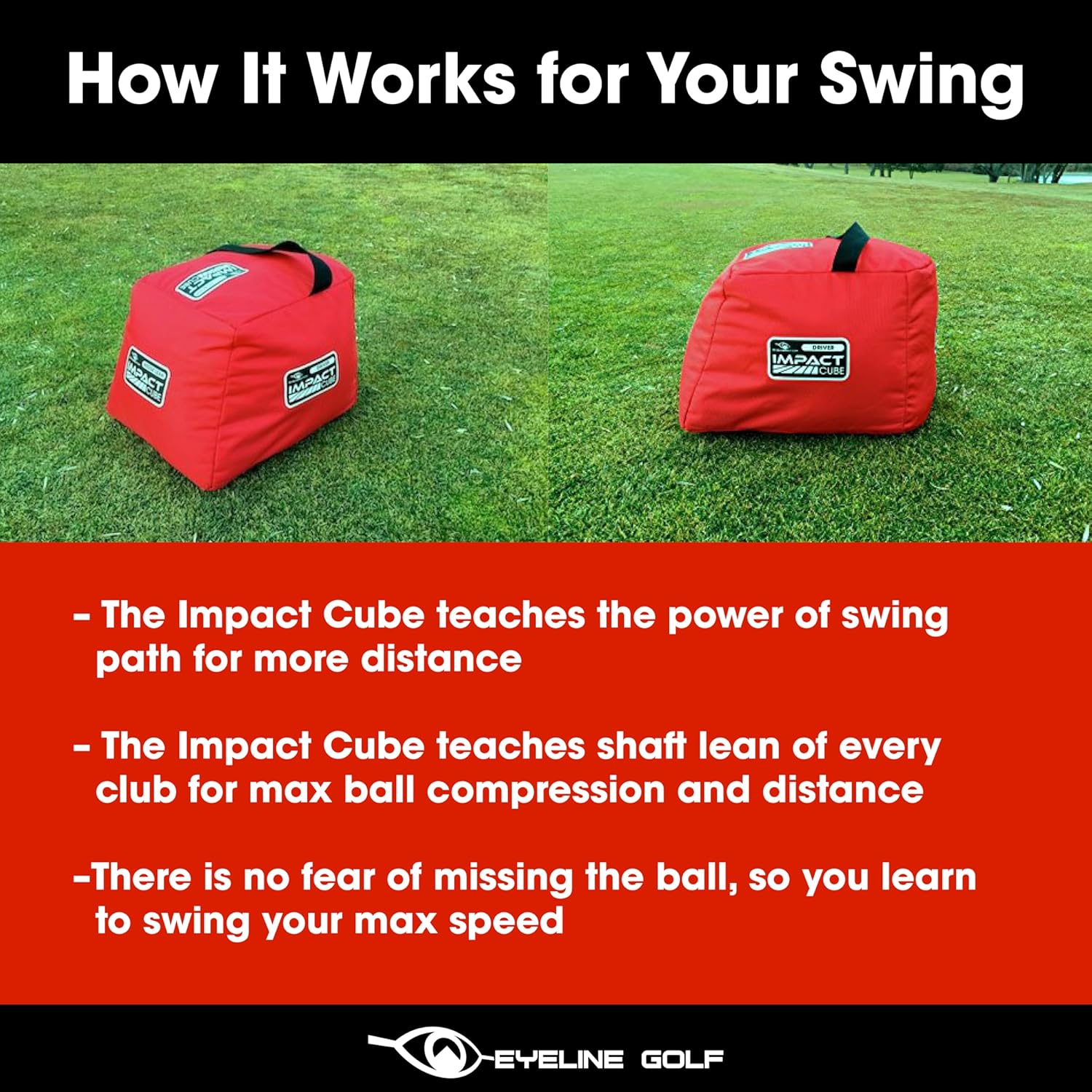 Impact Bag for Golf Training – Impact Cube with Ballistic Nylon, Reinforced Seams & 4 Angled Sides for Wedges, Irons & Drivers – Built to Take a Beating & Deliver Consistent Feedback