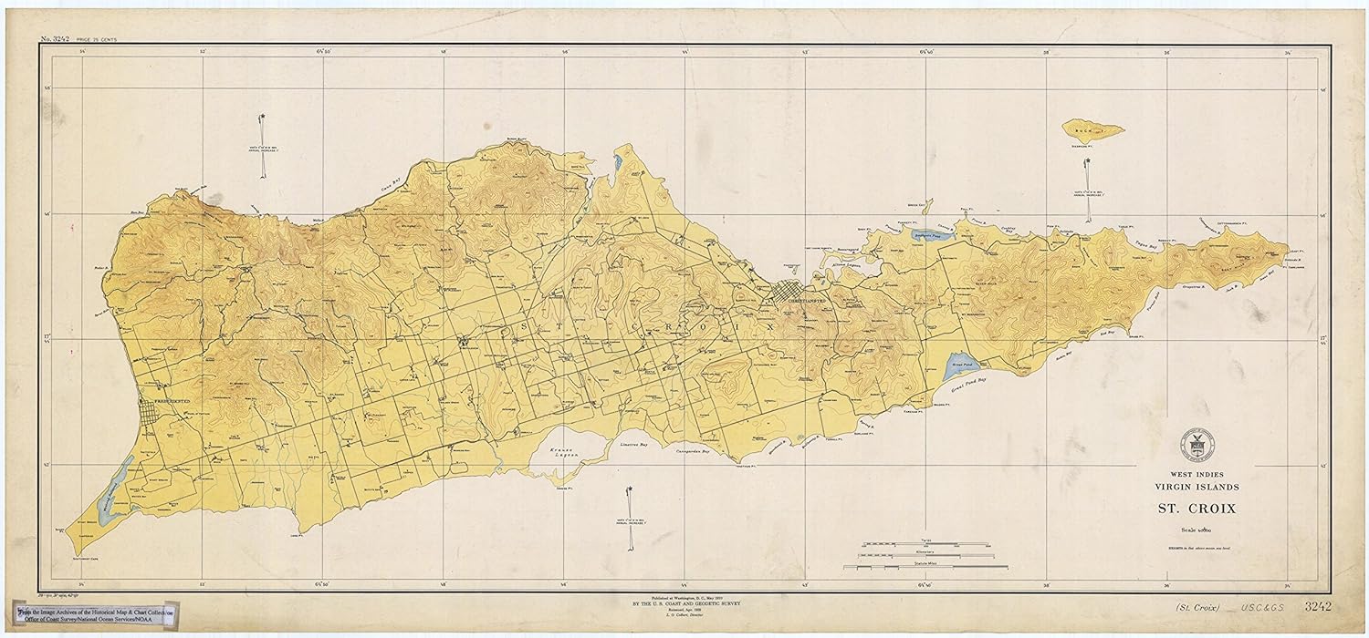 St. Croix Historical Map 1923 (13x19 Paper Print)