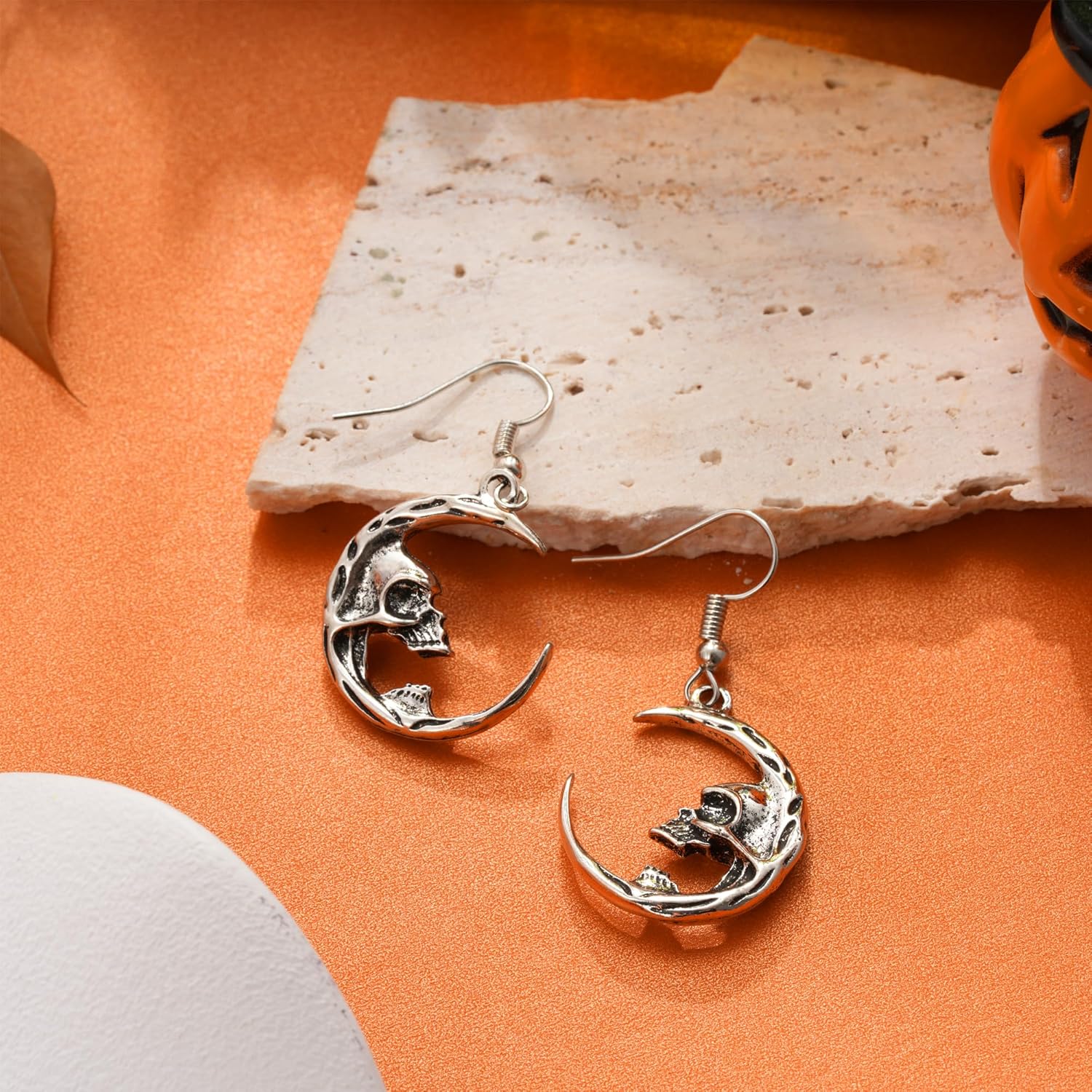 C-leen Halloween Earrings For Women, Spooky Skull Skeleton Dangle Earrings Hypoallergenic Metal Materials Skeleton Jewelry Halloween Gifts for Women Friends Mother Her - Image 6