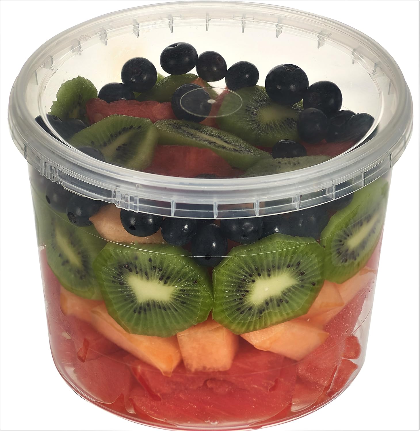64 oz, Clear Plastic Deli Food Storage Containers with Lids