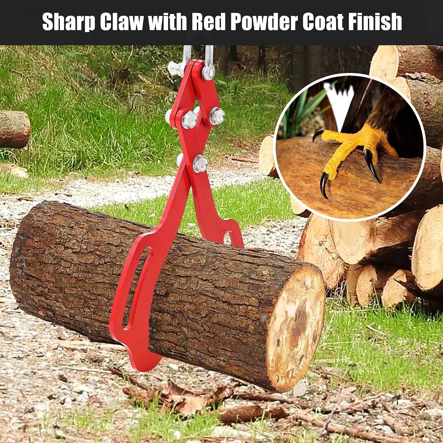 GAOMON 18in Log Lifting Tongs,2 Claw Timber Heavy Duty Solid Steel,Tractor Grapple,Wooden Tongs,Swivel Dragging Steel Tongs Log Lifting,Lumber Skidding Tongs Logging Grabber