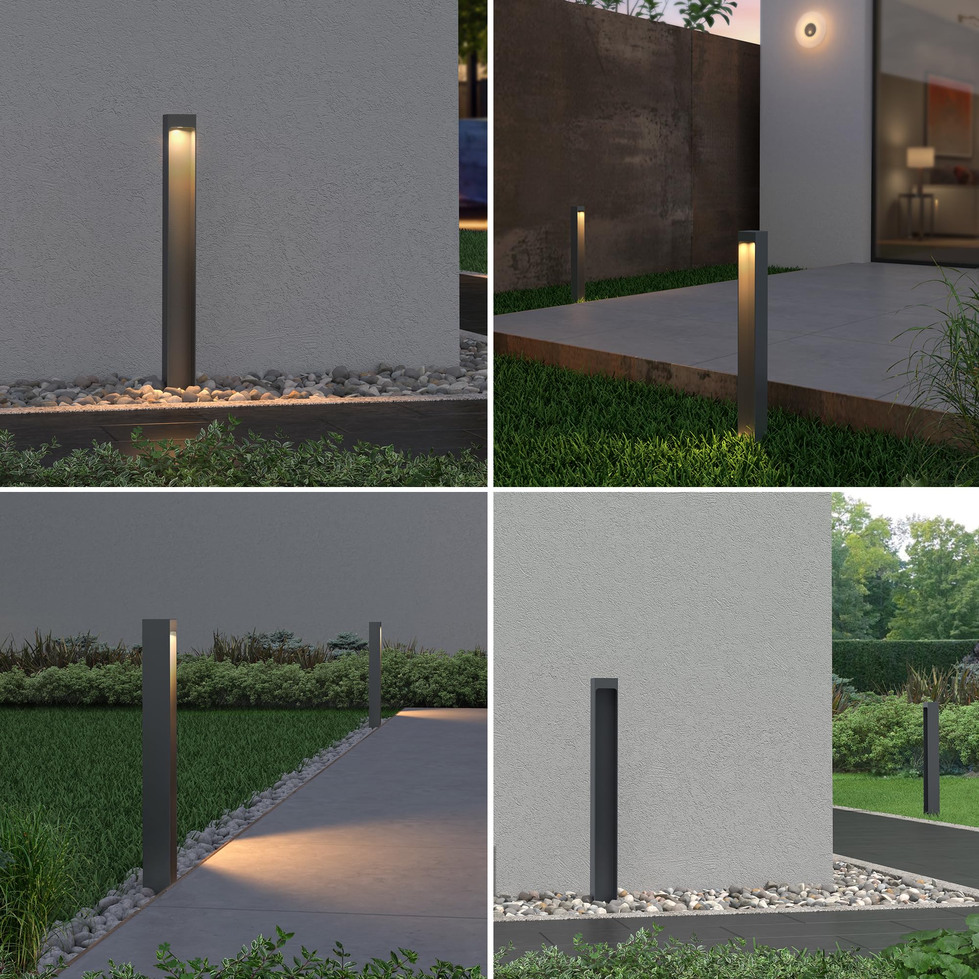 Mai & Mai Lampione da Giardino 3000K, IP65, 6X6X40cm | Luminoso da Giardino, Paletti Esterni Led, Alluminio, Parchi, Aree Residenziali e Ingressi BaldersLights, Sabbia grigio
