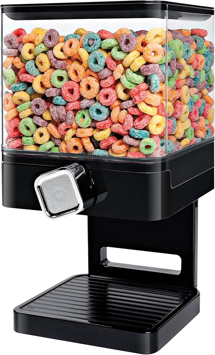 Compact Black Plastic Dry Food Dispenser