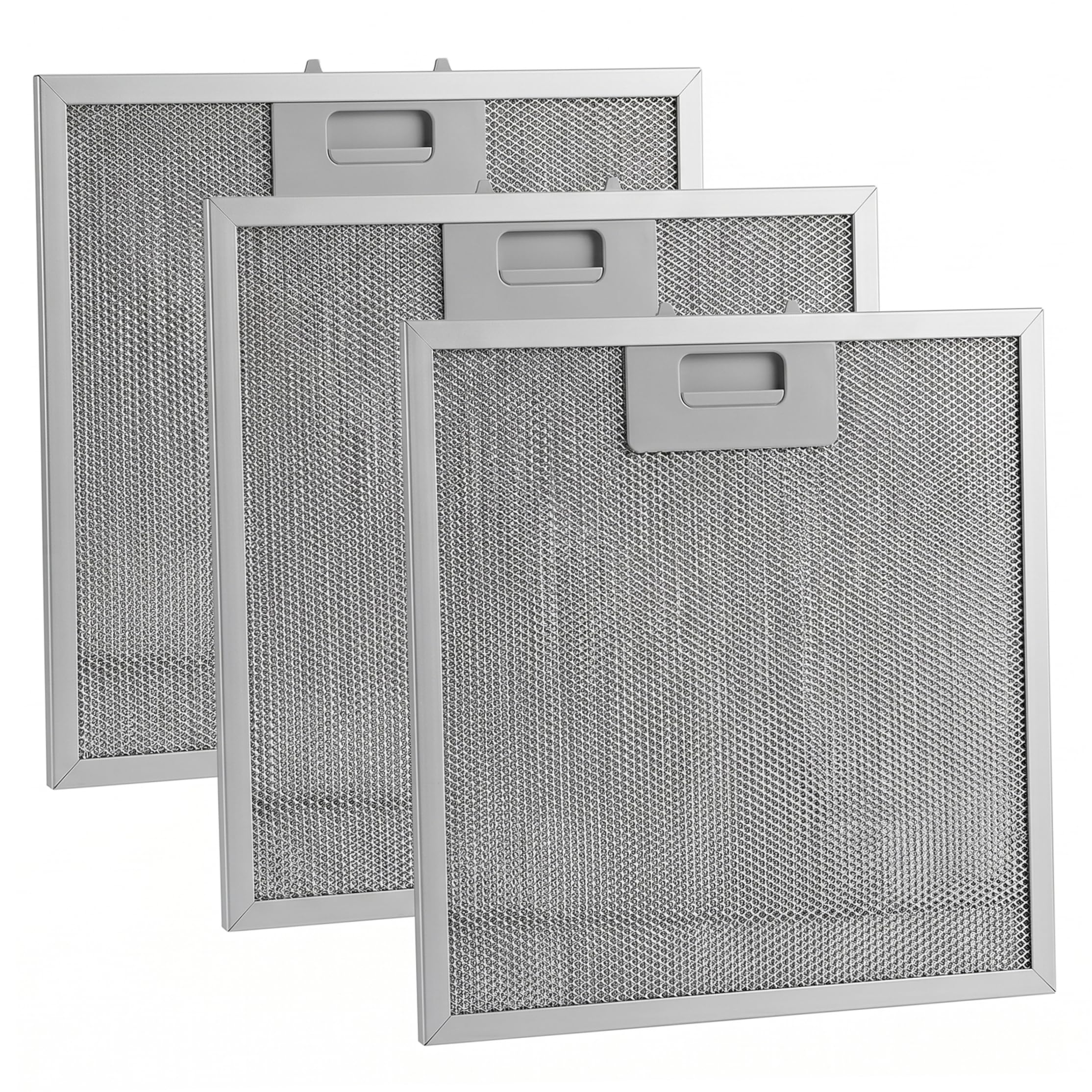 Filtros de cocina de aluminio plateado para solucionar la acumulación de grasa, juego de 3