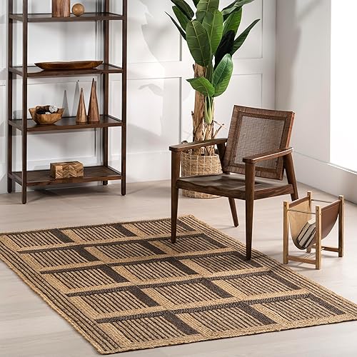 Miniatura 1 de nuLOOM Aletta Geometric Tiled Jute Area Rug, 5' x 8', Natural