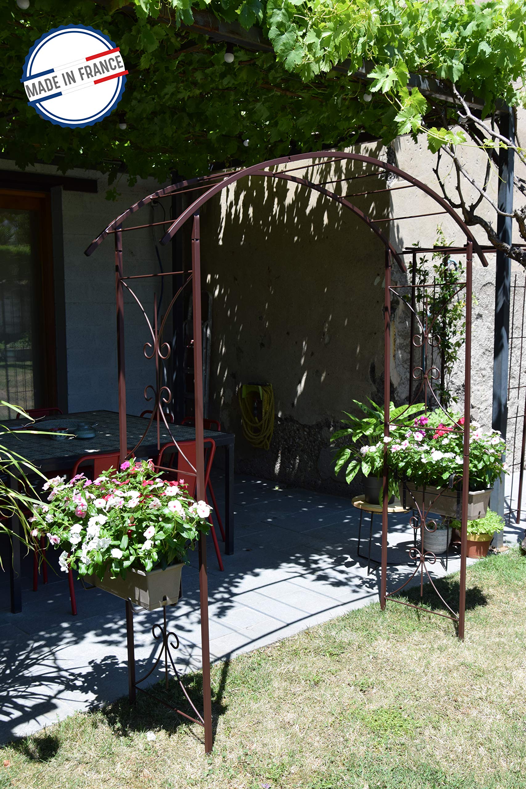 LOUIS MOULIN Arche Tube carré pour Plante grimpante Fer Vieilli 180 x 50 x 220 cm 3026 - Made in France