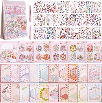 20 Sets DIY 3D House Stickers Scene Kit,3D Miniature Scene Therapy,Stress Relief Sticker Scenes with 2 Tweezers for Adults Kids Teens