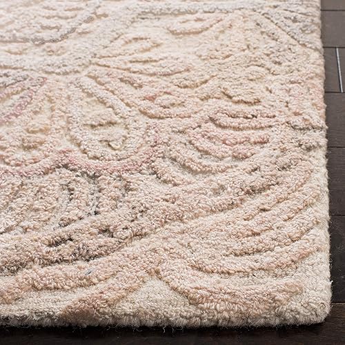 Miniatura 4 de SAFAVIEH Marquee Collection - Alfombra de área de 10 x 14 pies, beige y marfil, lana de medallón de mandala hecha a mano, ideal para zonas de alto