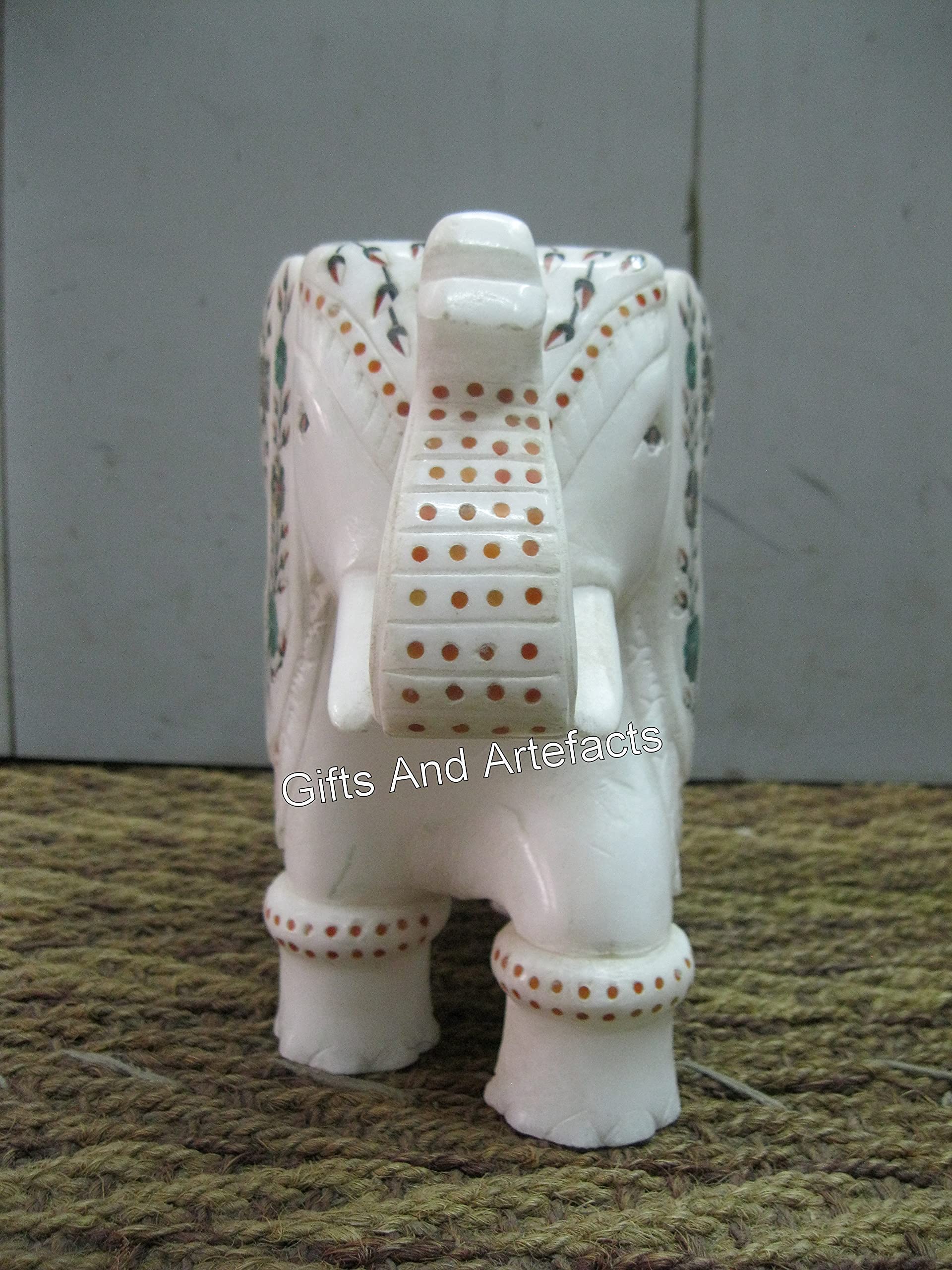 Estatua decorativa hecha a mano de elefante I 20,32 cm con diseño de elefante de mármol blanco con aspecto elegante, simbolismo, decoración de elefante