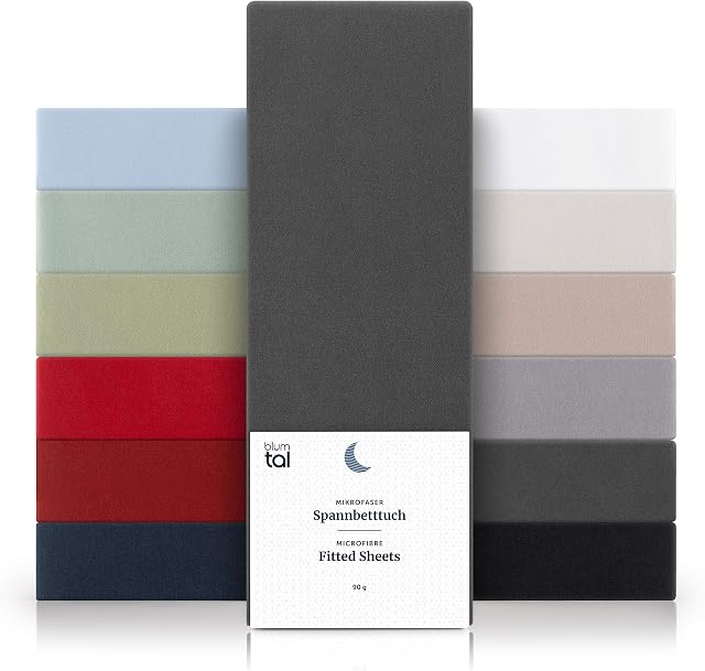 Blumtal Basics Brushed Microfibre King Size Fitted Sheets - Super Soft Bed Sheets, Suitable for Mattresses With a Height up to 35 cm, Anthracite