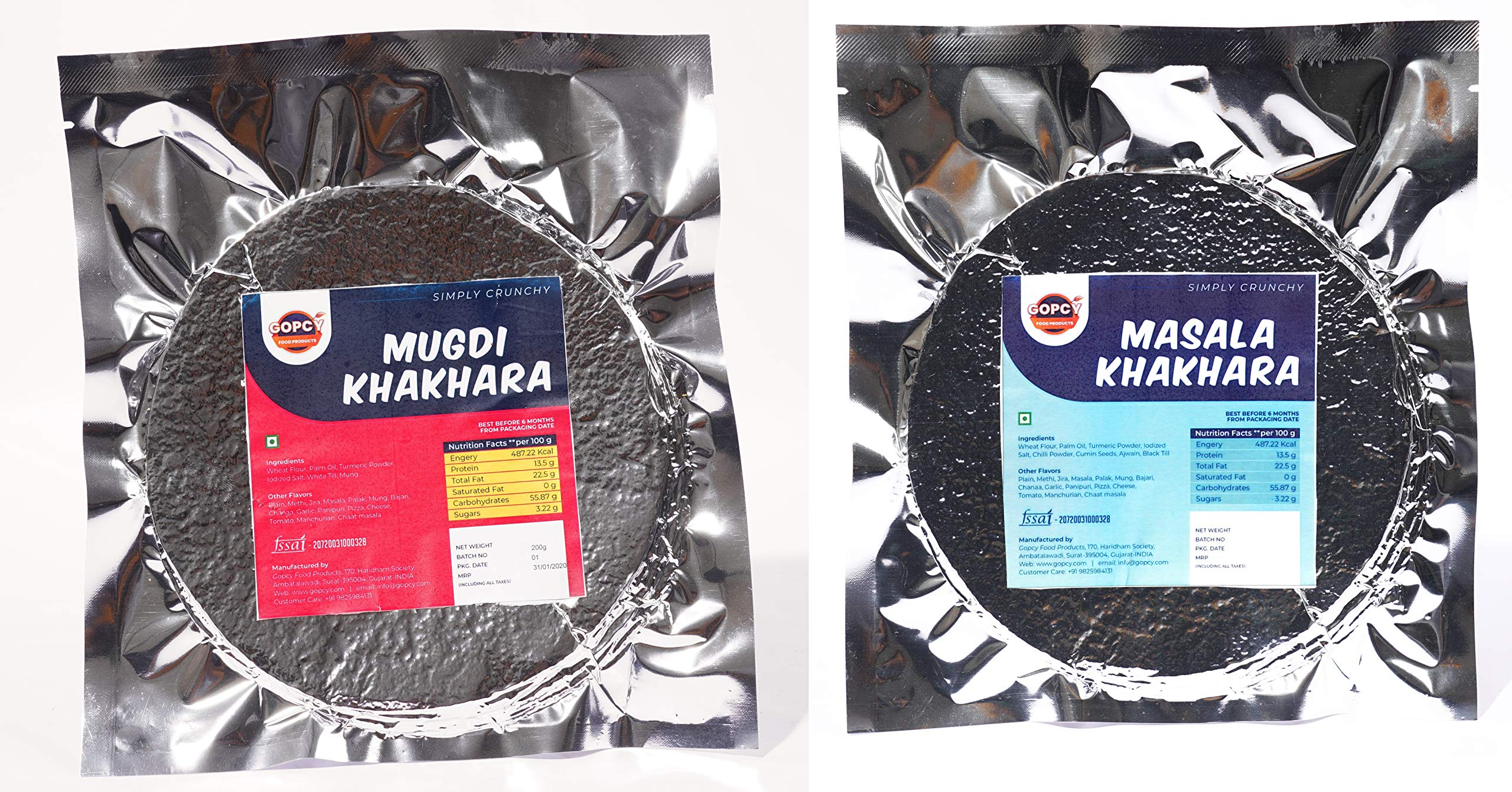 Gopcy 2 Flavour Mung & Masala Khakhra 800gm Gujarati Roasted Snacks (Packets of 4) (B085GDPCNK) Amazon Price History, Amazon Price Tracker