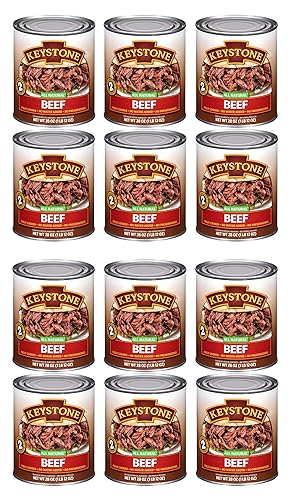 Keystone Meats All Natural Carne de res enlatada de 28 onzas de larga duración Vida útil de emergencia Alimentos enlatados  Totalmente cocida lista