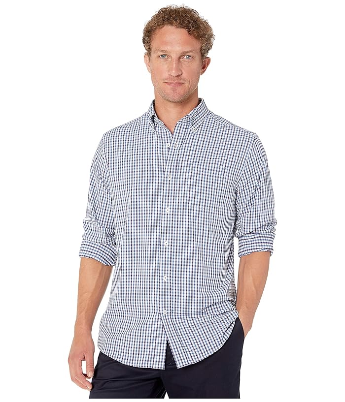 Southern Tide  Fairwater Gingham Intercoastal Performance Sport Shirt (Madras Blue) Mens Long Sleeve Button Up