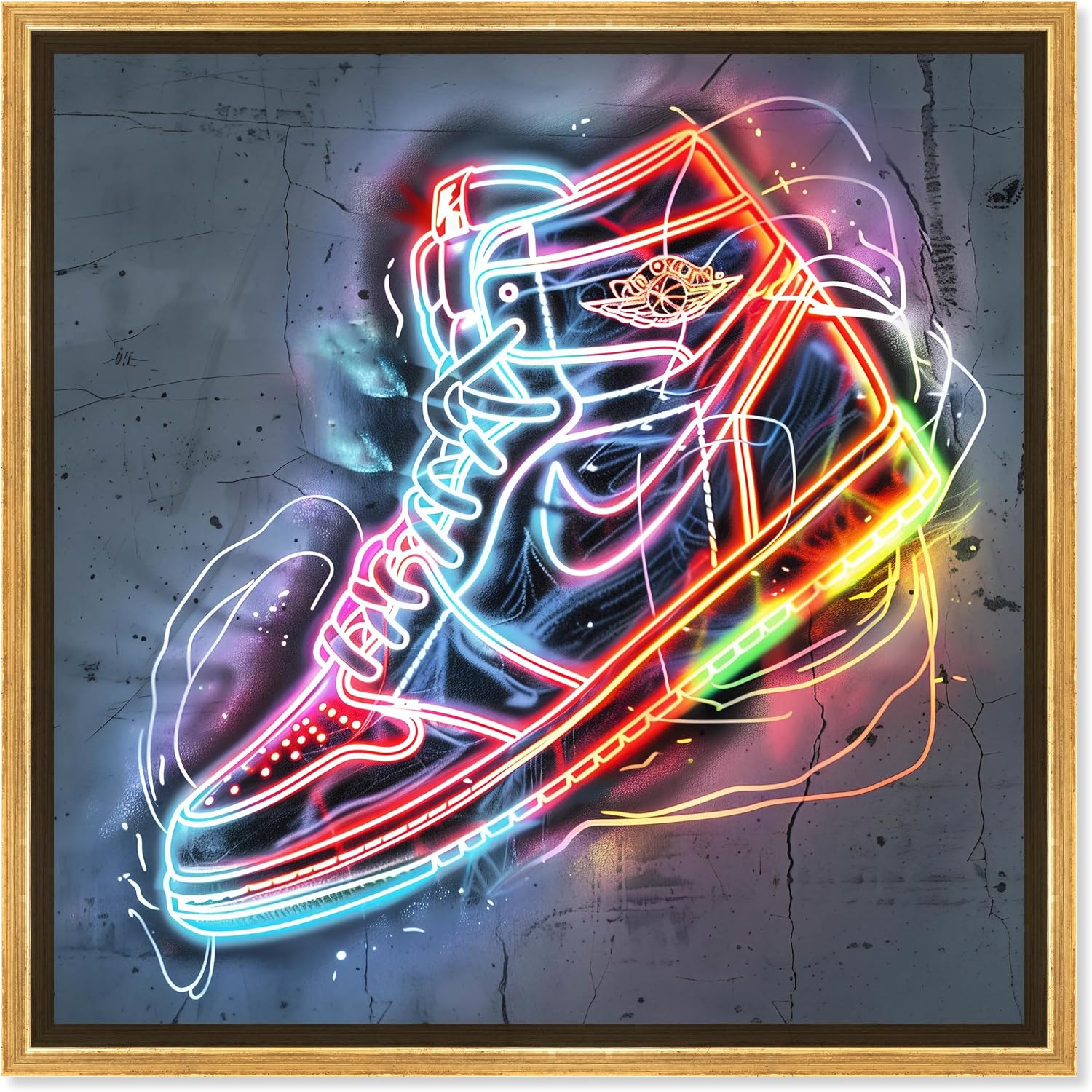 Colorful Sneaker Gallery Wrapped Sneaker 1 Piece Canvas Wall Art, 20" x 20", Gallery Wrapped