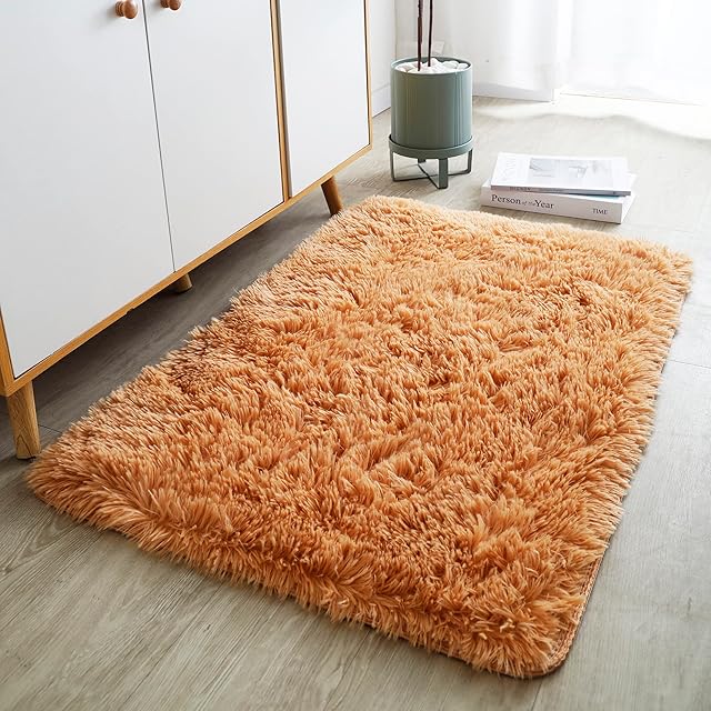 Area Rugs Anti Skid Carpets Shaggy Rugs Living Room Thick Pile 60x110cm Small Rugs For Bedroom Anti Slip Fluffy Rugs Beige Floor Rugs Home Decor