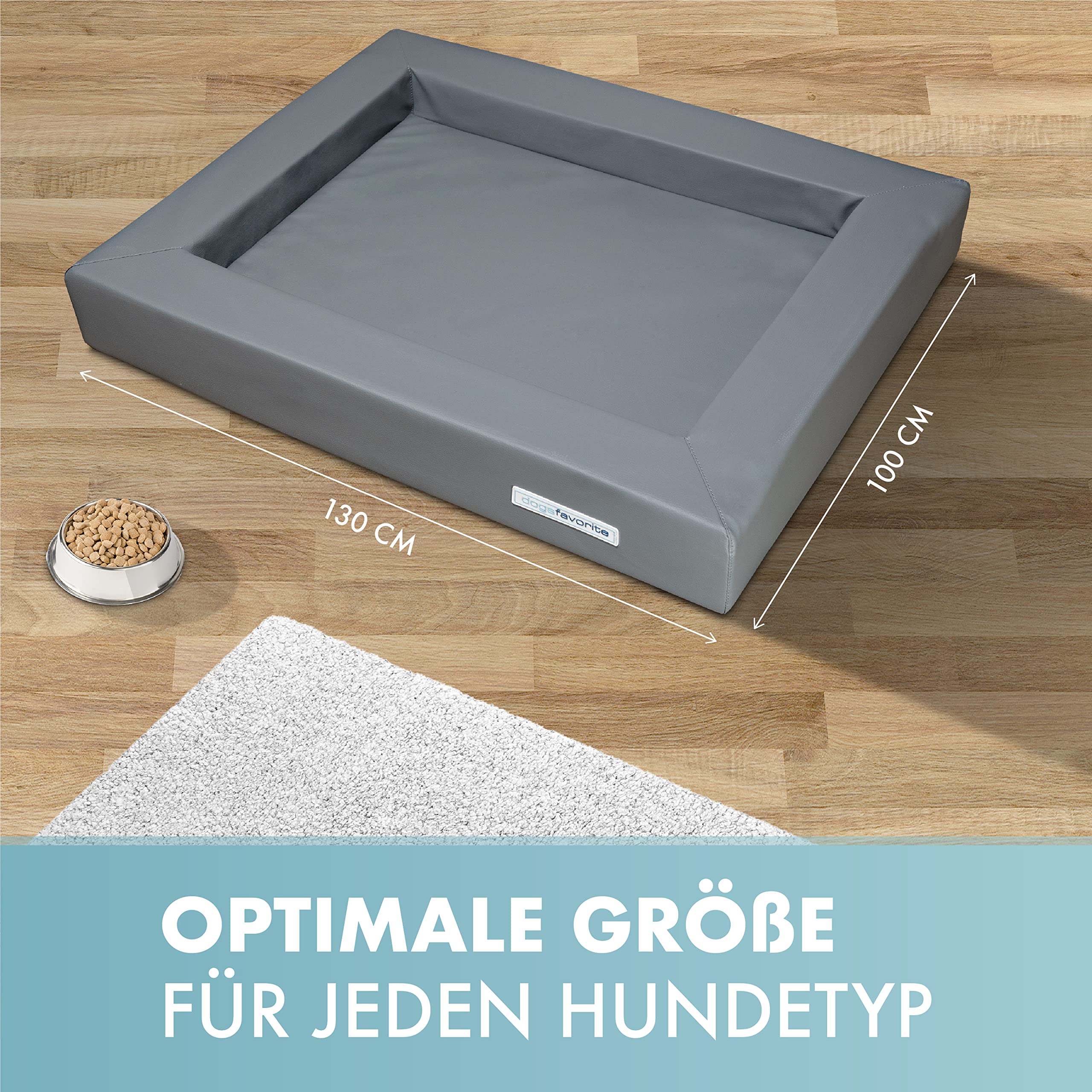 Hunde-Bett mit Visco-Kissen - waschbares Hundekörbchen - hochwertiges Hundesofa - gelenkschonendes Hundekissen - robuste Hundematte - Gr. XL 130 x 100cm - grau