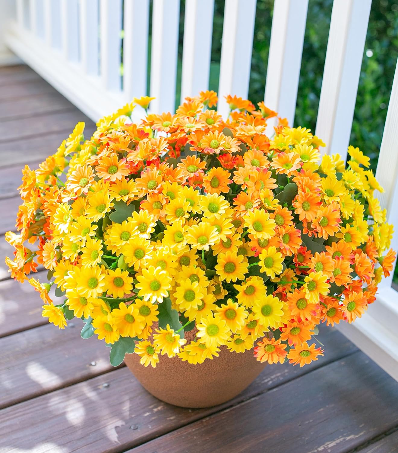 Daisy Artificial Flowers for Outdoors Decoration, 6 Bundles Fake Plants Flowers Bouquet Faux Flowers for Outdoor Planter Look Real UV Resistant Silk Flowers for Outside Front Door Porch Patio, Mix