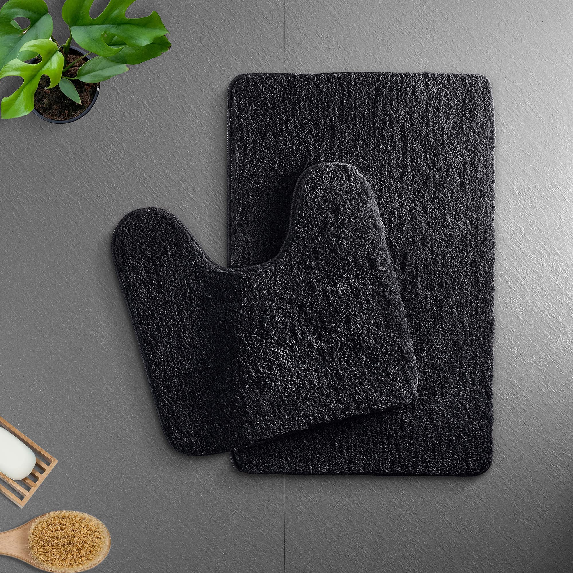 SPREAD SPAIN® Everyday Microfiber Anti Skid & Super Absorbent Ultra Soft Bathmat and Shaggy Floor Mats, Non-Slip, Rug for Home, Kitchen and Bathroom, 2 PC Set - Black (B0B3JQPSR4) Amazon Price History, Amazon Price Tracker