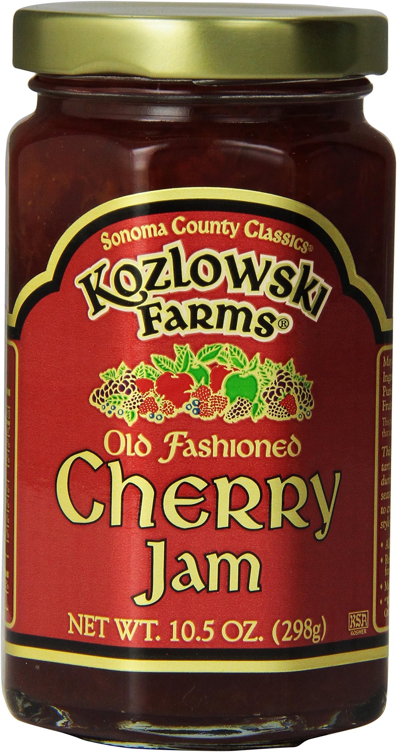 Kozlowski Farms Jam, Cherry, 10.5-Ounce (Pack of 6)