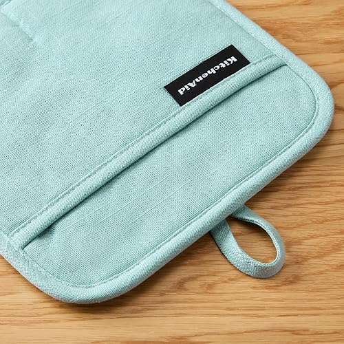 Miniatura 3 de KITCHENAID Gourmet Series Gridlines - Juego de 2 soportes para ollas, resistentes al calor hasta 600 F, agarre de silicona suave, puño magnético,