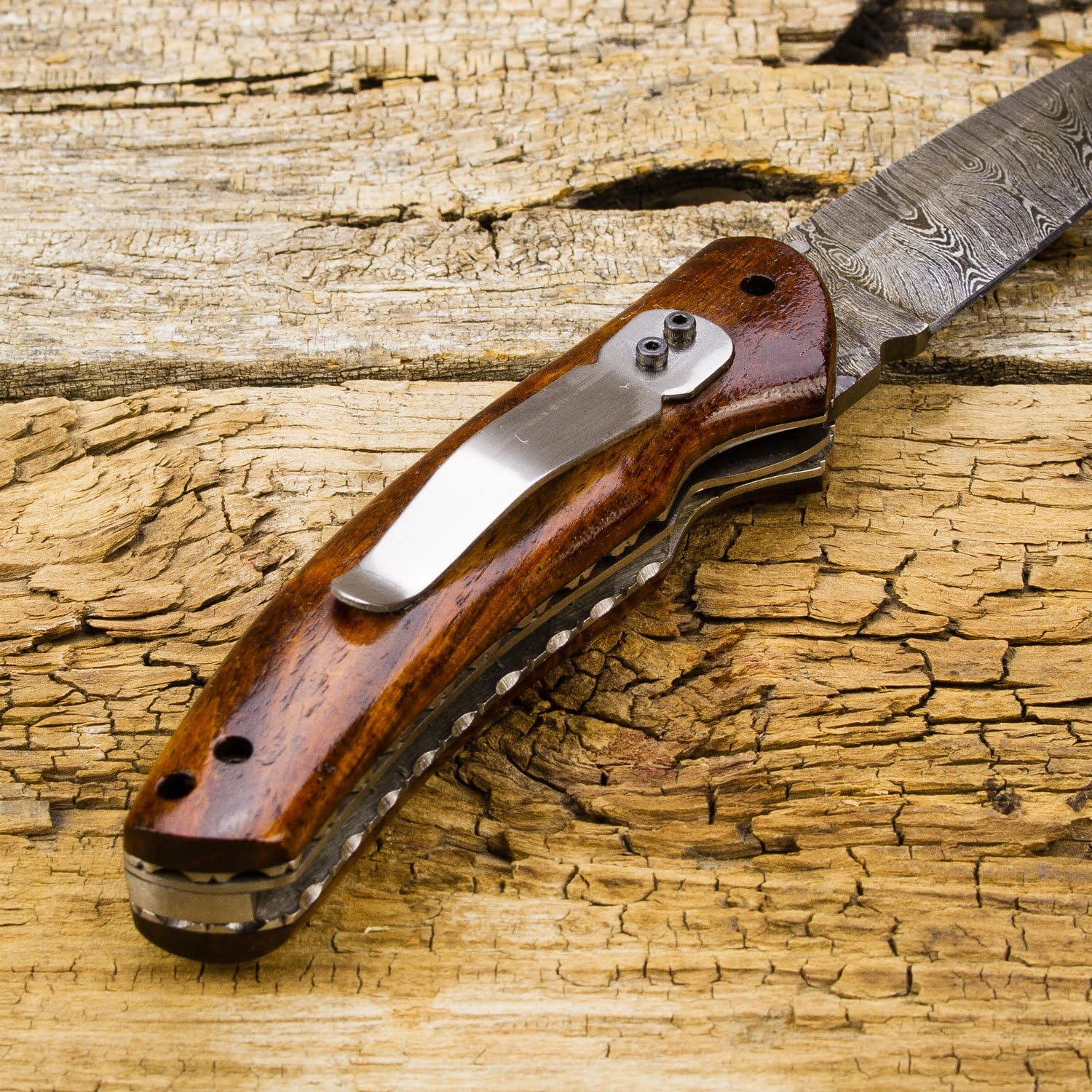 Forseti Steel The Londoner Damascus Steel Folding Knife – 4” Hand-Forged Blade with Liner Lock and Unique Handmade Character – Pocket Knife for EDC