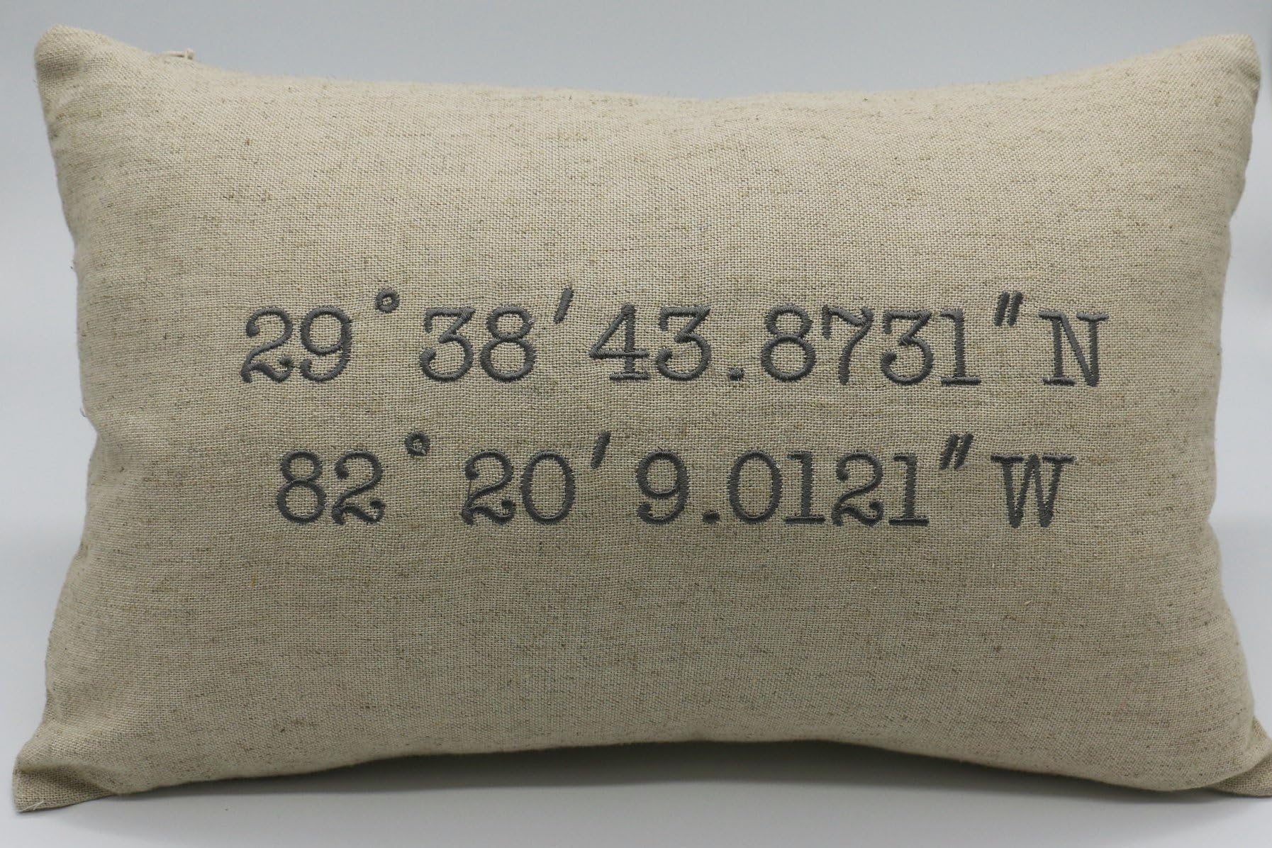 Pillowcases Embroidered Pillow Covers Latitude Longitude Coordinates Customised lumbar Throw Pillowcases, Gifts for Wedding, Housewarming, Couple Gifts, Nursery