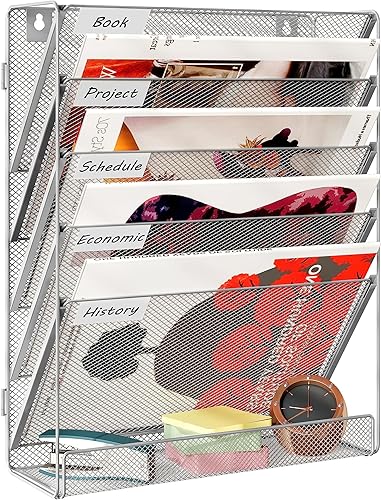 Superbpag Organizador de archivos de pared colgante de 5 niveles, organizador de papel de escritorio, soporte de malla para archivos, requiere disponible en Yaxa Venezuela