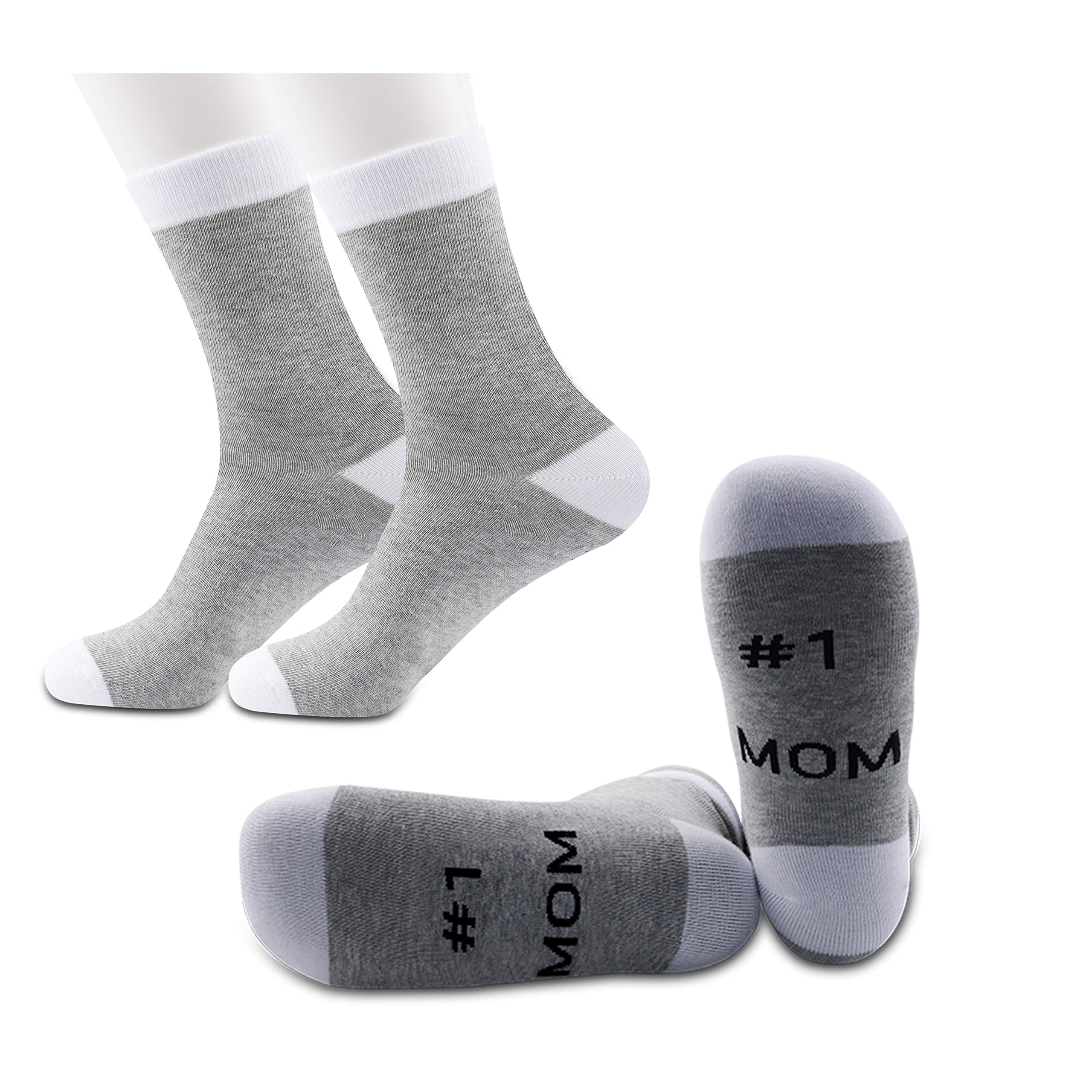 PYOUL 2 Pairs Mothers Day Gift Idea Mom Socks No. 1 Mom Socks #1 Mummy Gift Top Mom Best Mom Ever Birthday Gift For Mom