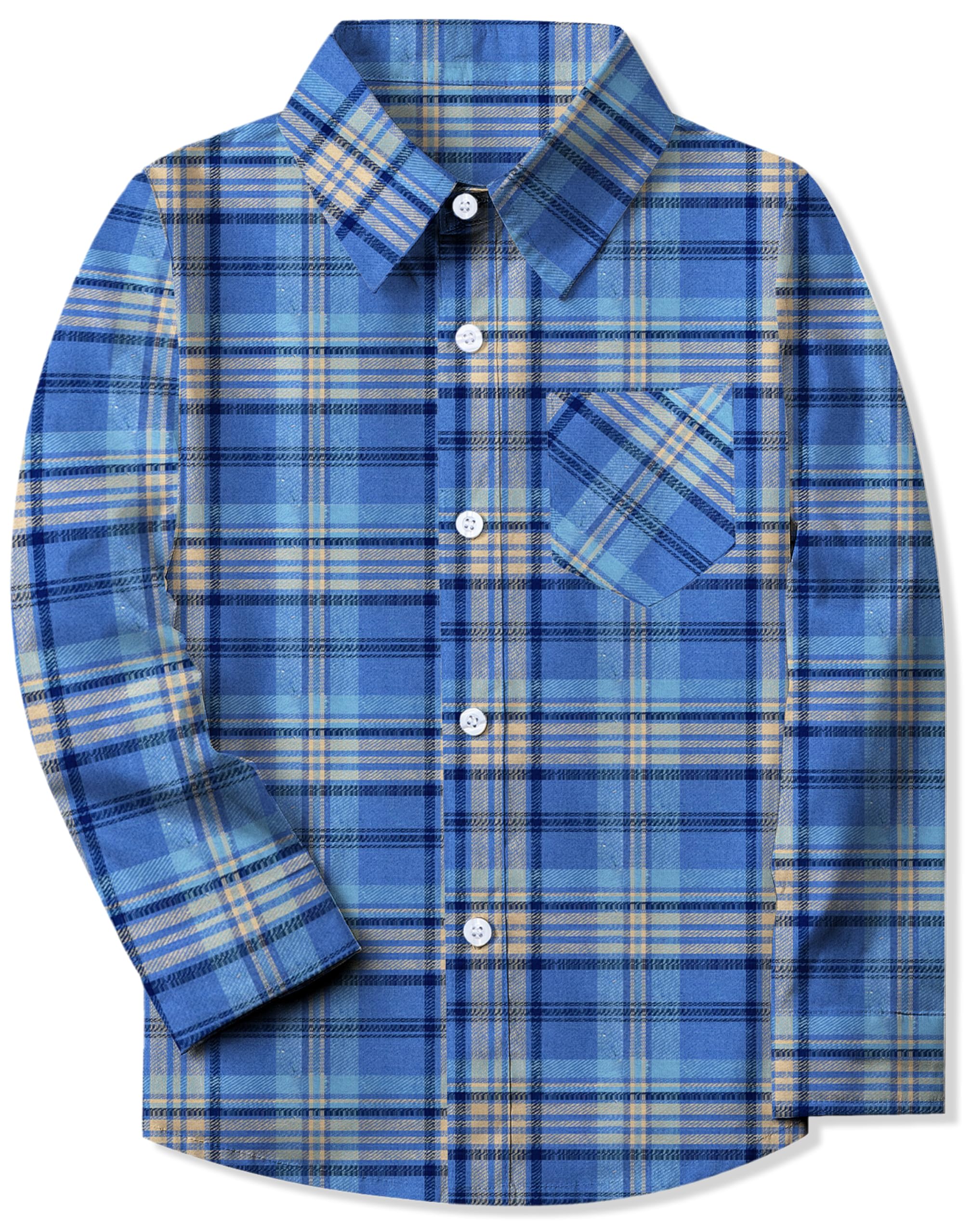 SANGTREE Boys and Mens Flannel Plaid Long Sleeve Shirt Casual Button Down Shirts
