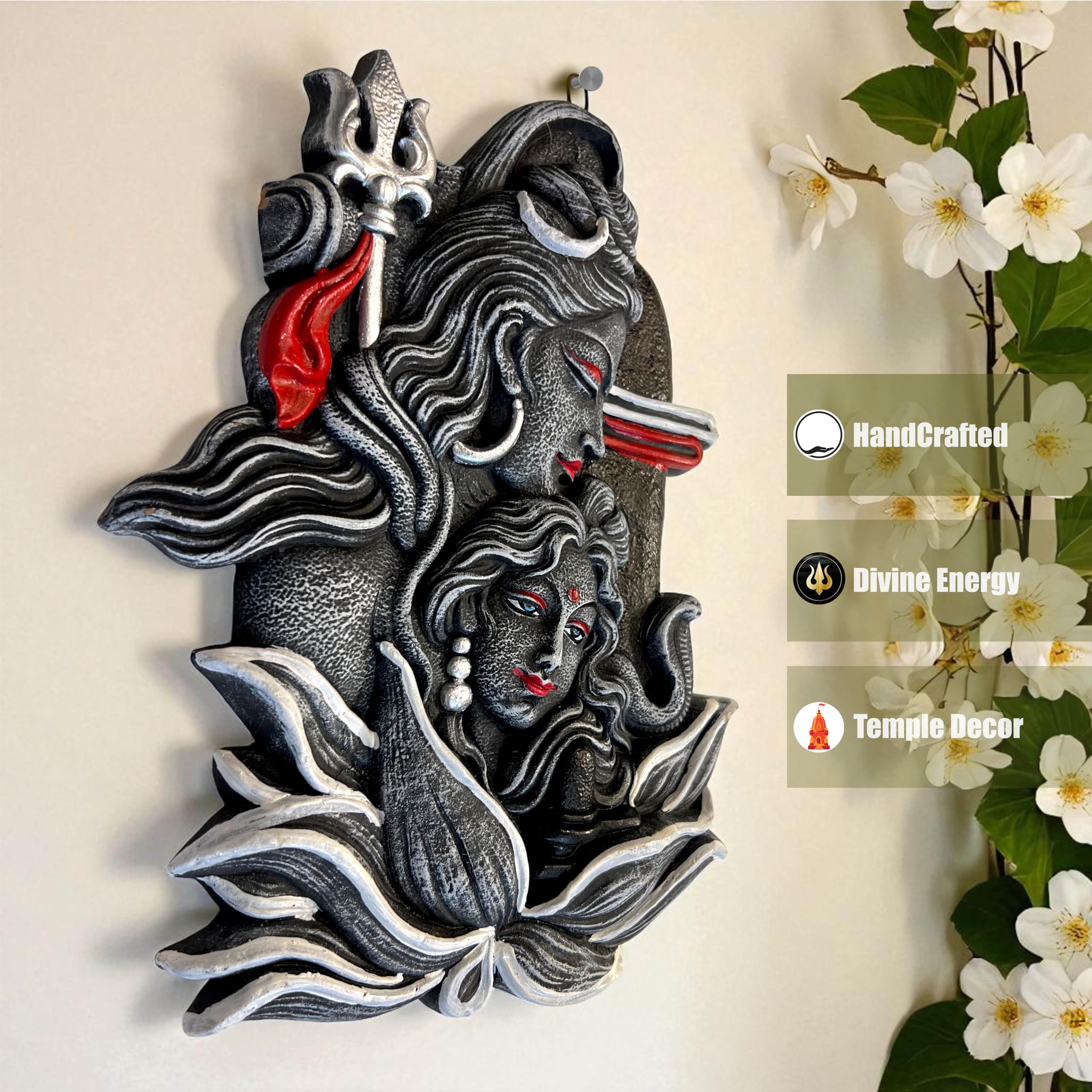 Shiv Parvati Terracotta Wall Hanging - Divine Home Decor -2