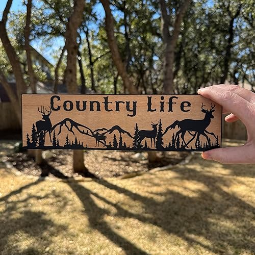 Miniatura 4 de Letrero - NEGRO - Vida en el campo Deer Mountain Scene - 4x12