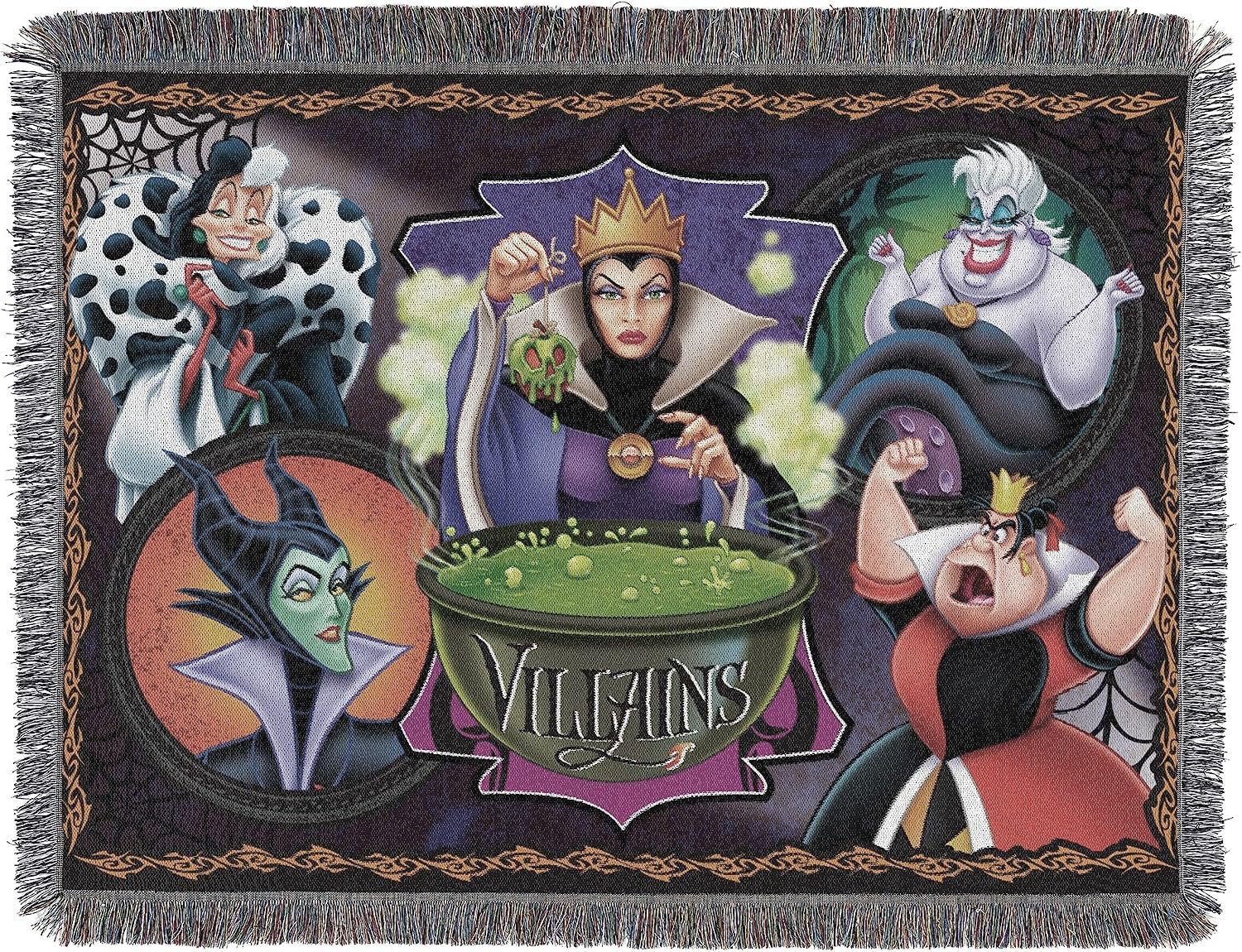 Northwest Disney-Pixar Villains, 'Vile Villains' Woven Tapestry Throw Blanket, 48' x 60', Multi Color, 1 Count