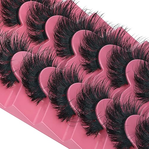 Miniatura 7 de FANXITON - Pestañas postizas esponjosas de visón sintético de 0906in pestañas rizadas dramáticas paquete de 7 pares de pestañas postizas