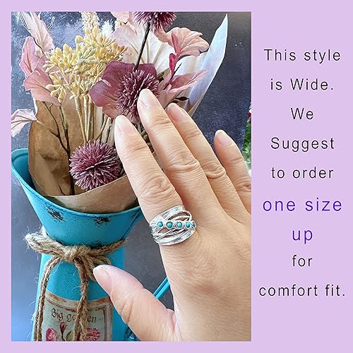 Miniatura 4 de Wrap Overlapping 925 Sterling Silver Ring with Turquoise - Wrap Around Silver Ring- Silver Turquoise Jewelry For Women- Silver Crisscross Rings -
